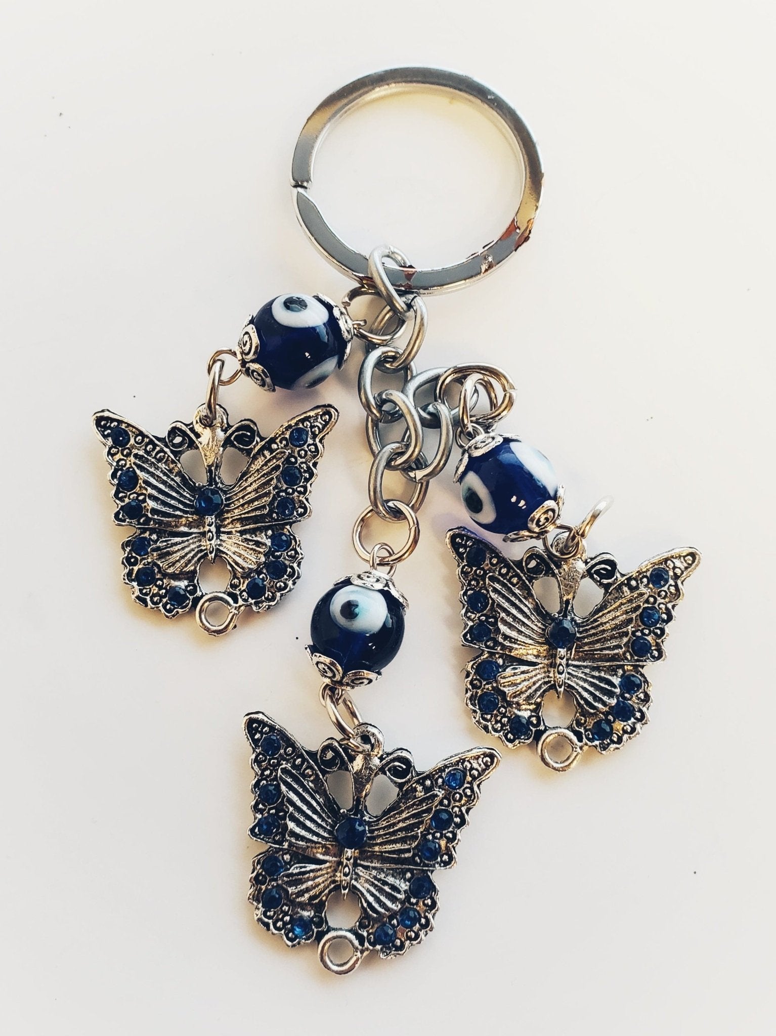 Evil Eye Keychain with Butterfly Charm - Protection Amulet for Purse, Backpack & Keys | Spiritual Gift for Women & Girls | Good Luck & Positive Energy Accessory