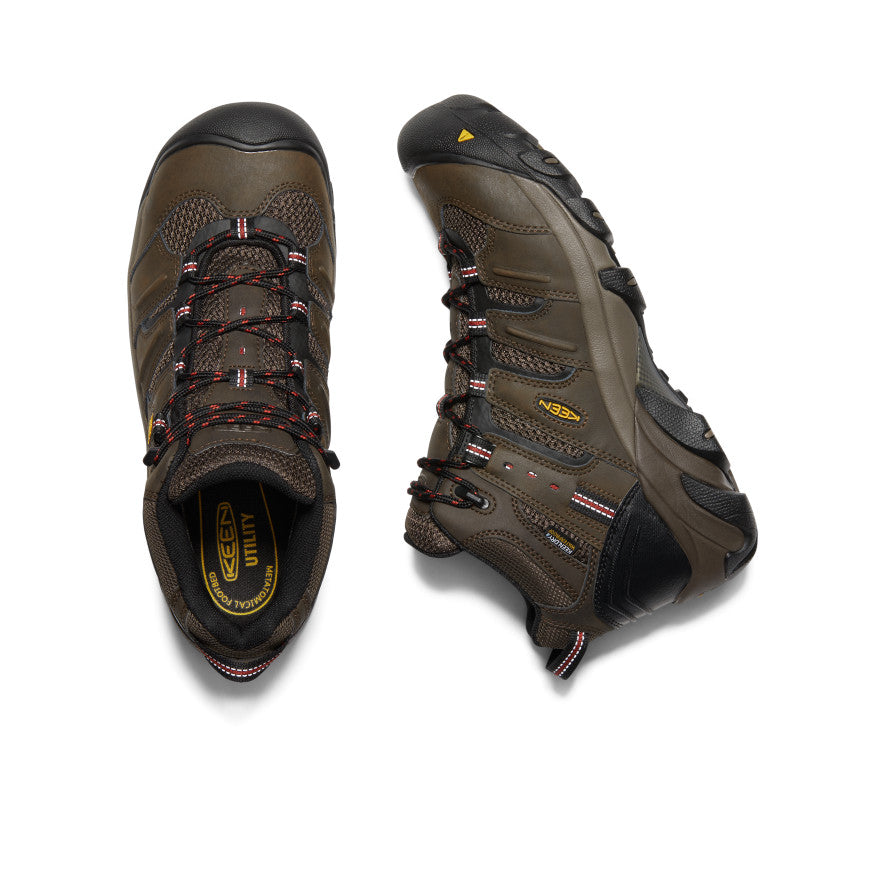 Men's Lansing Mid Waterproof Steel Toe Work Boots - Cascade Brown/Brindle | Durable Safety Shoes for Construction, Hiking & Outdoor Work