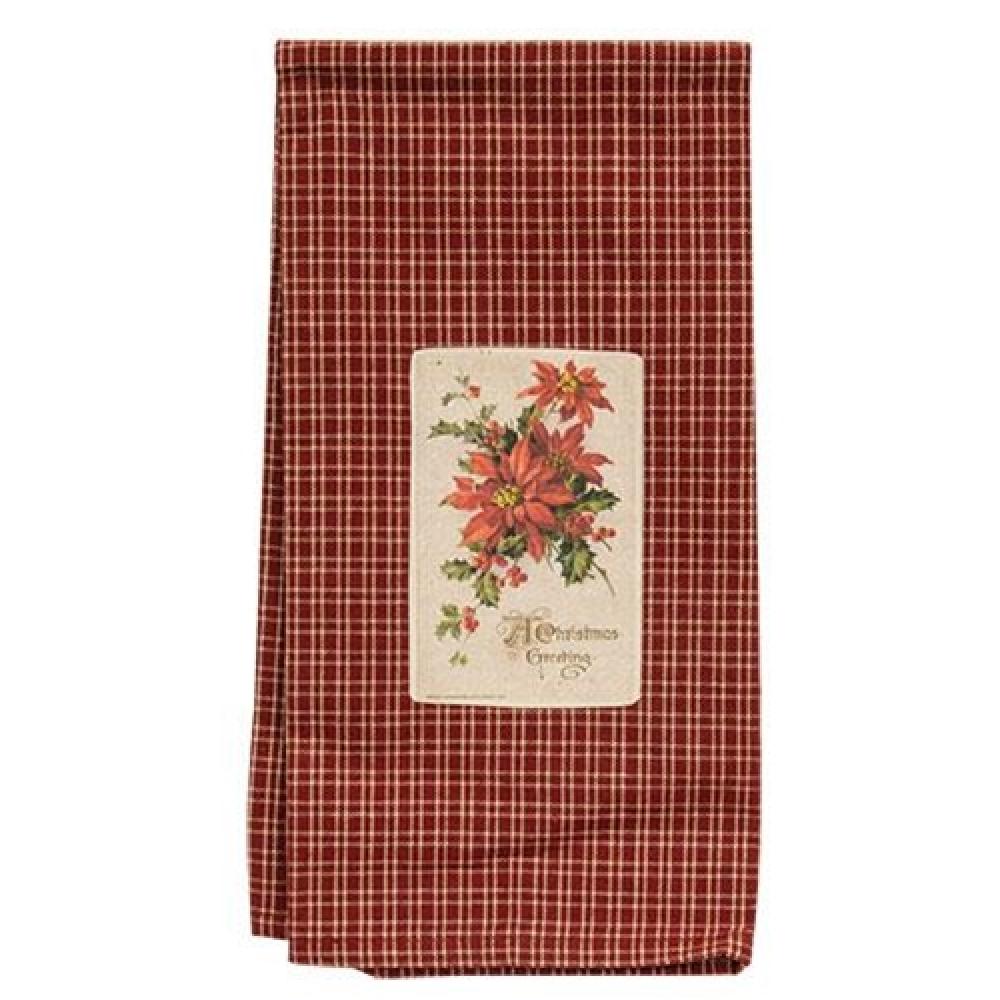 Festive Christmas Poinsettia Dish Towel - Holiday Kitchen Decor & Hand Towel for Seasonal Home Decorating