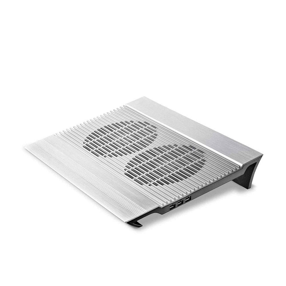 High-Performance Laptop Cooling Pad with Dual 140mm Fans - 3 USB Ports Aluminum Notebook Cooler for Gaming & Office Use | Computer Cooling Stand with Ergonomic Design