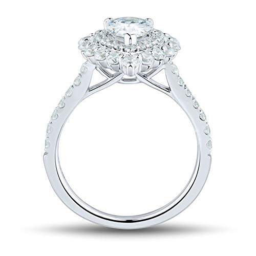 1 Carat Pear-Shaped Moissanite Engagement Ring - 10K/14K/18K Yellow Gold, Rose Gold & White Gold Halo Ring - Perfect for Proposals, Anniversaries & Wedding Bands