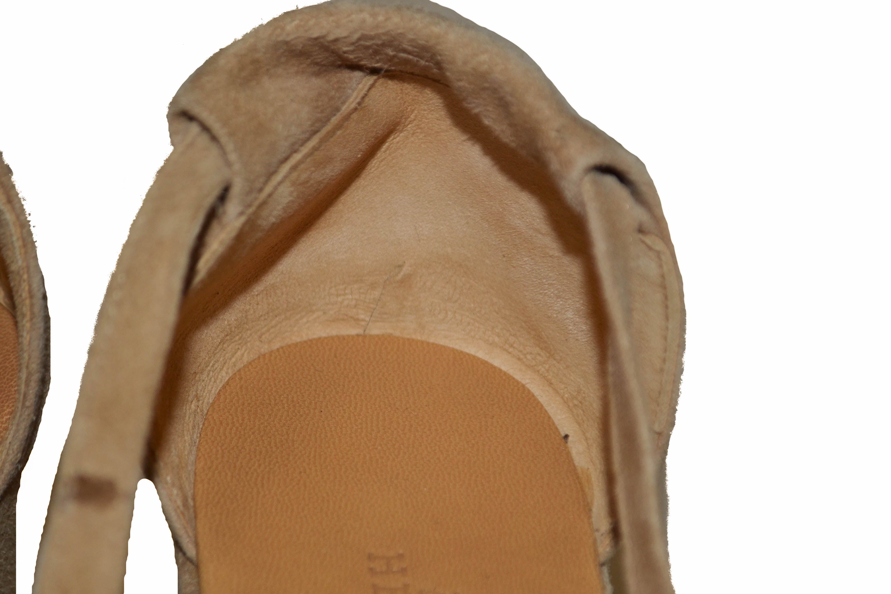 Authentic Hermes Beige Suede Leather Platform Sandals Women Size 36 | Luxury Designer Summer Shoes for Women | Perfect for Beach Vacations, Weddings & Date Nights