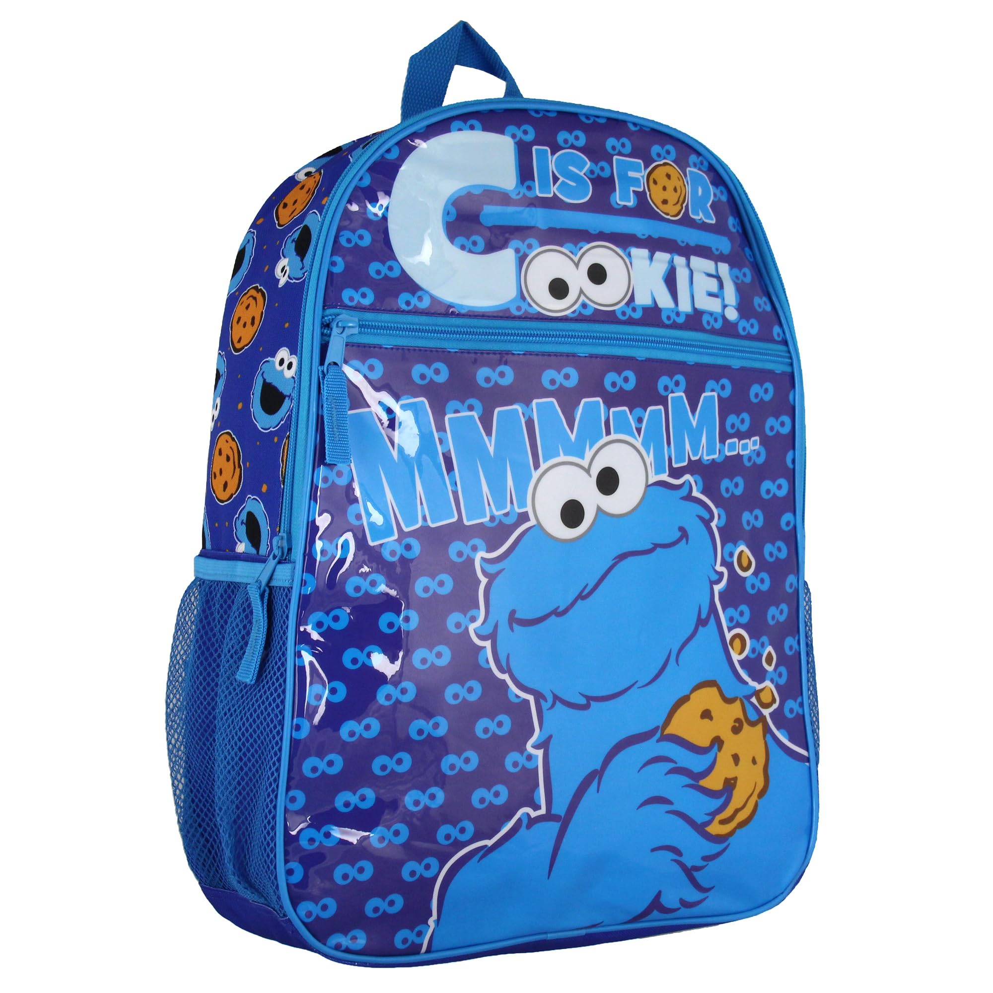 Sesame Street Cookie Monster C Is For Cookie Dual-Compartment Backpack for Kids - School, Travel & Daycare Use