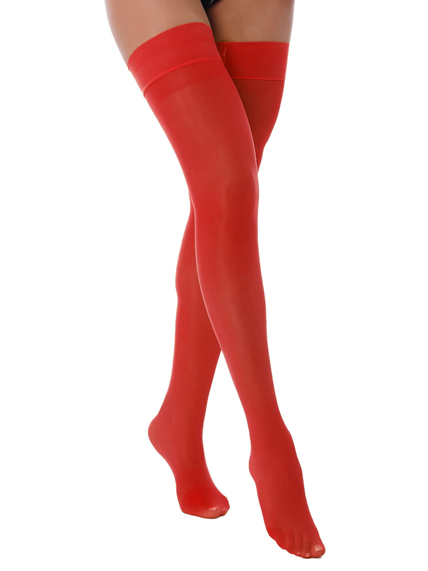YiZYiF Women's Silk Ultra Thin Thigh High Stockings - Smooth Over The Knee Socks & Long Tights for Party, Date Night, and Formal Occasions