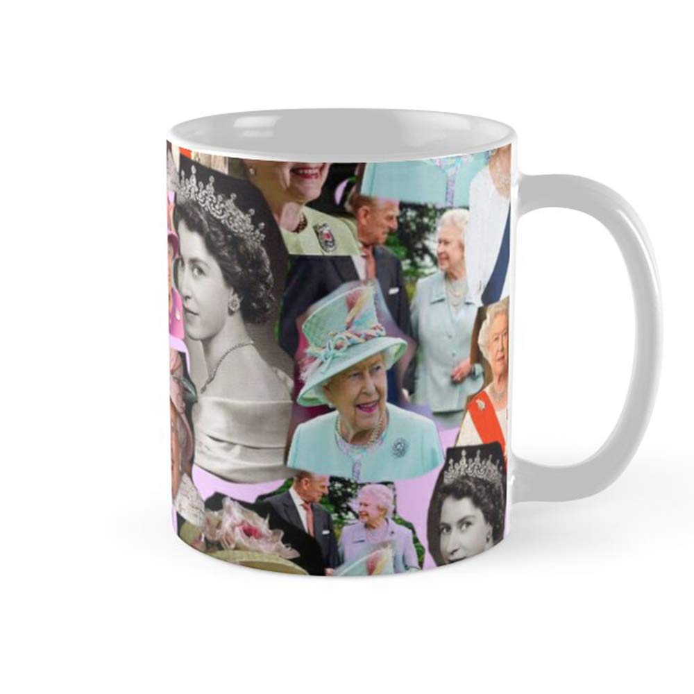 Queen Elizabeth II Ceramic Coffee Mug & Tea Cup - 11oz & 15oz Royal Collection - Perfect for Tea Time, Office Use & British Monarchy Gifts