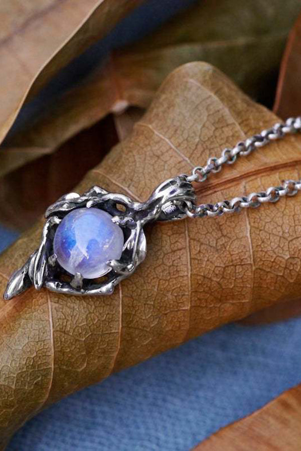 Vintage Rainbow Moonstone Glass Water Drop Pendant Necklace for Women - Elegant Boho Jewelry Gift for Birthday, Wedding & Special Occasions