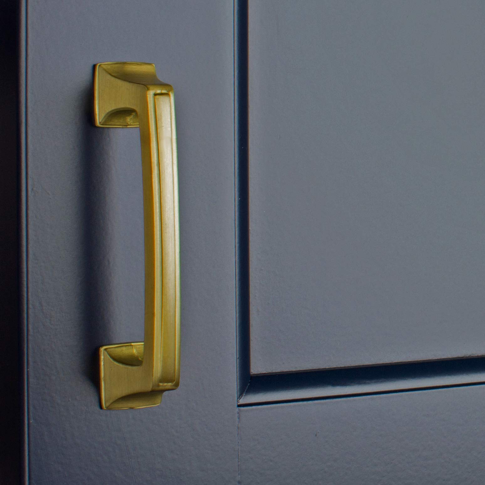 GlideRite 3 Inch Cabinet Drawer Pulls in Satin Gold - Pack of 10 (87380-SG-10) - Modern Dresser & Cabinet Hardware for Kitchen, Bathroom & Furniture Upgrade