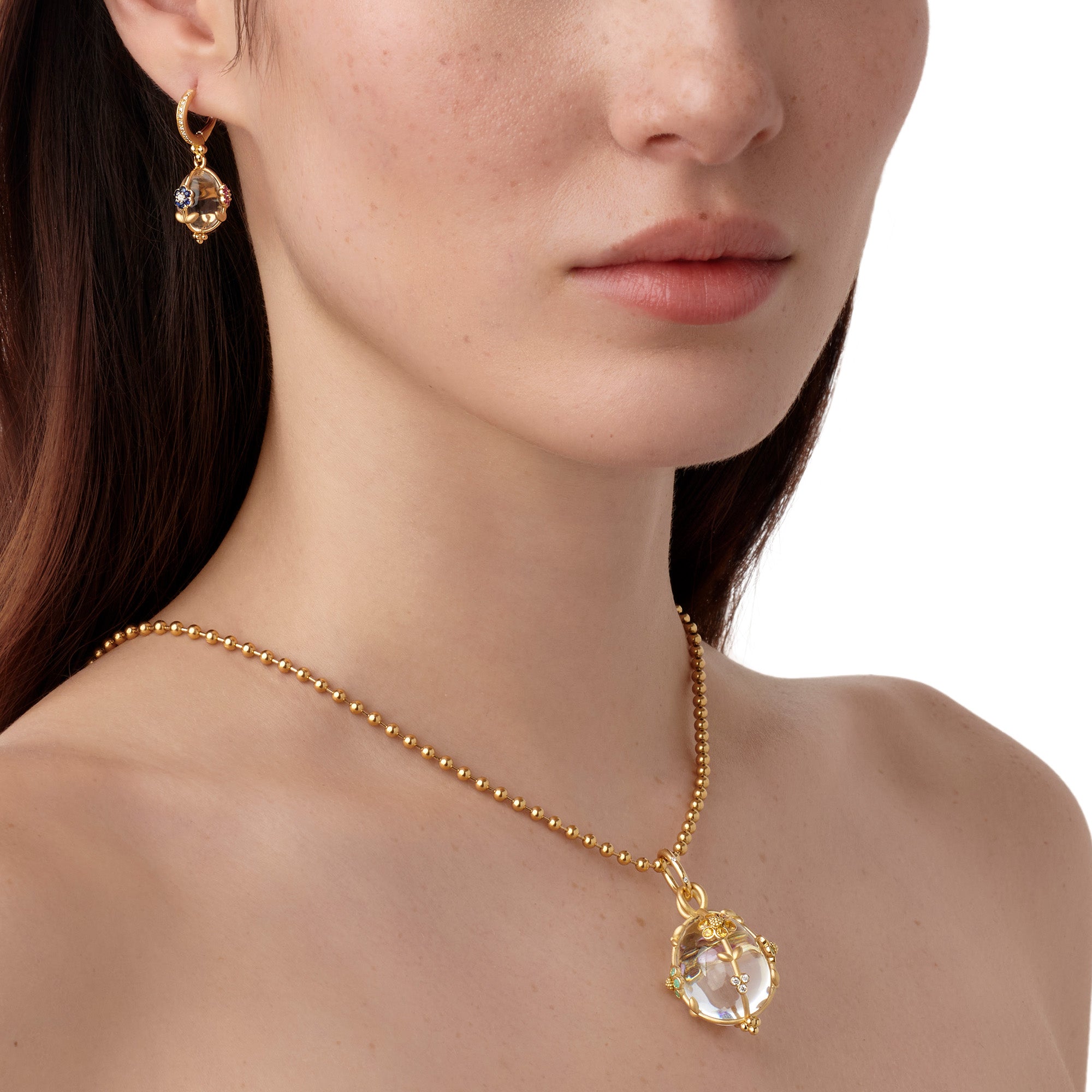 Temple St. Clair Medium Fiori Amulet Necklace - Elegant Gold Pendant with Gemstone Details for Women | Perfect for Everyday Wear, Special Occasions & Gift Giving