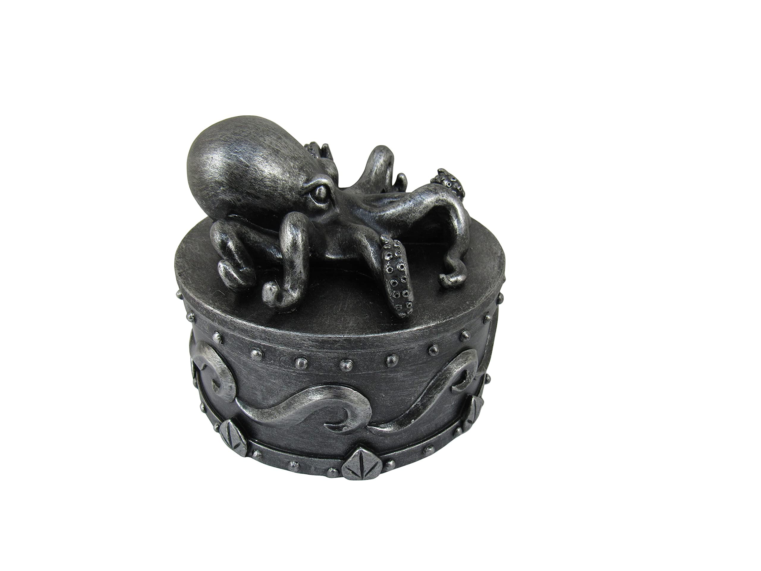 Sea Safe Keeper Pewter Octopus Trinket Box with Lid - 5 Inch Nautical Jewelry Storage Box for Women | Home Decor Ocean Theme Gift | Perfect for Organizing Rings, Earrings & Small Keepsakes