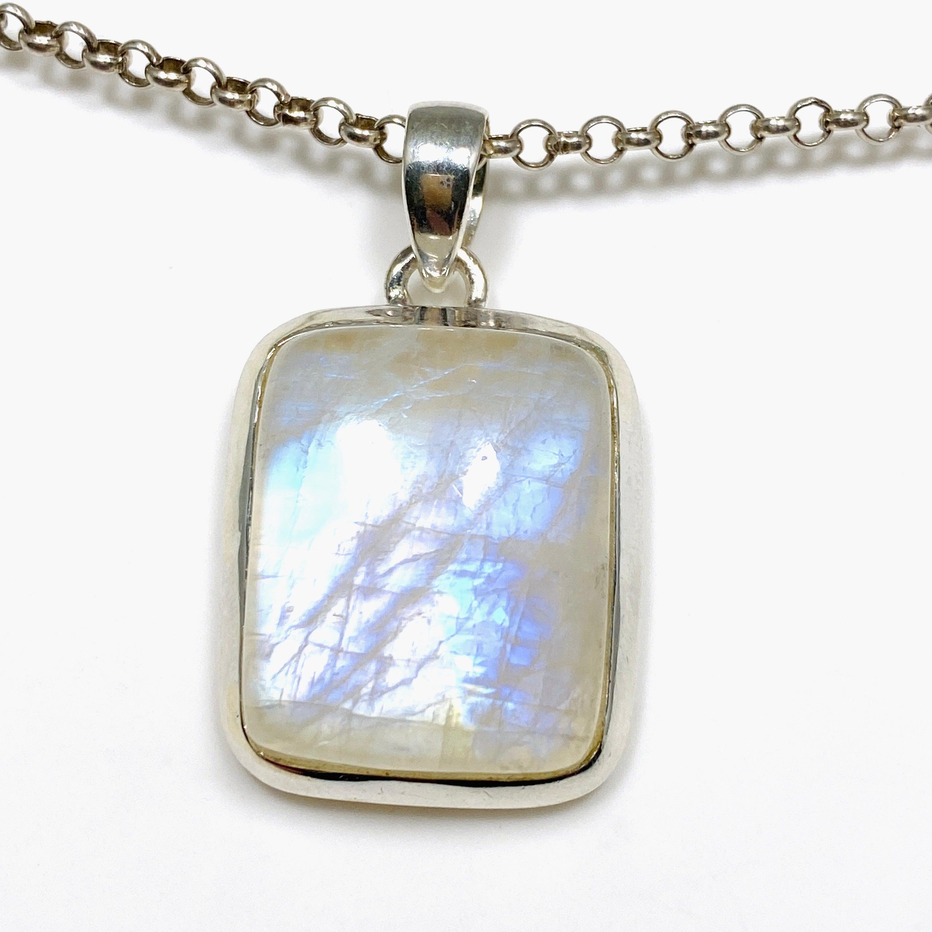 Moonstone Rectangular Pendant Necklace KPGJ4260 - Elegant Healing Crystal Jewelry for Women, Perfect for Meditation, Yoga & Spiritual Gifts