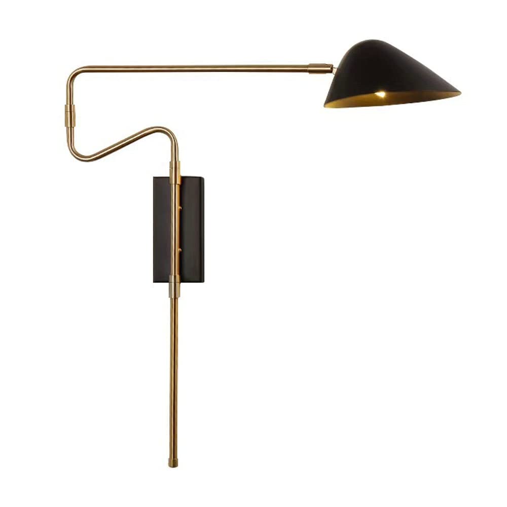 Modern Black Swing Arm Wall Lamp - Adjustable Hardwired Wall Light for Bedroom & Living Room | Bedside Reading Lamp with Plug-in Option | Indoor Wall Sconce Lighting for Hallway & Home Office | Perfect for Night Reading, Ambient Lighting & Space Saving