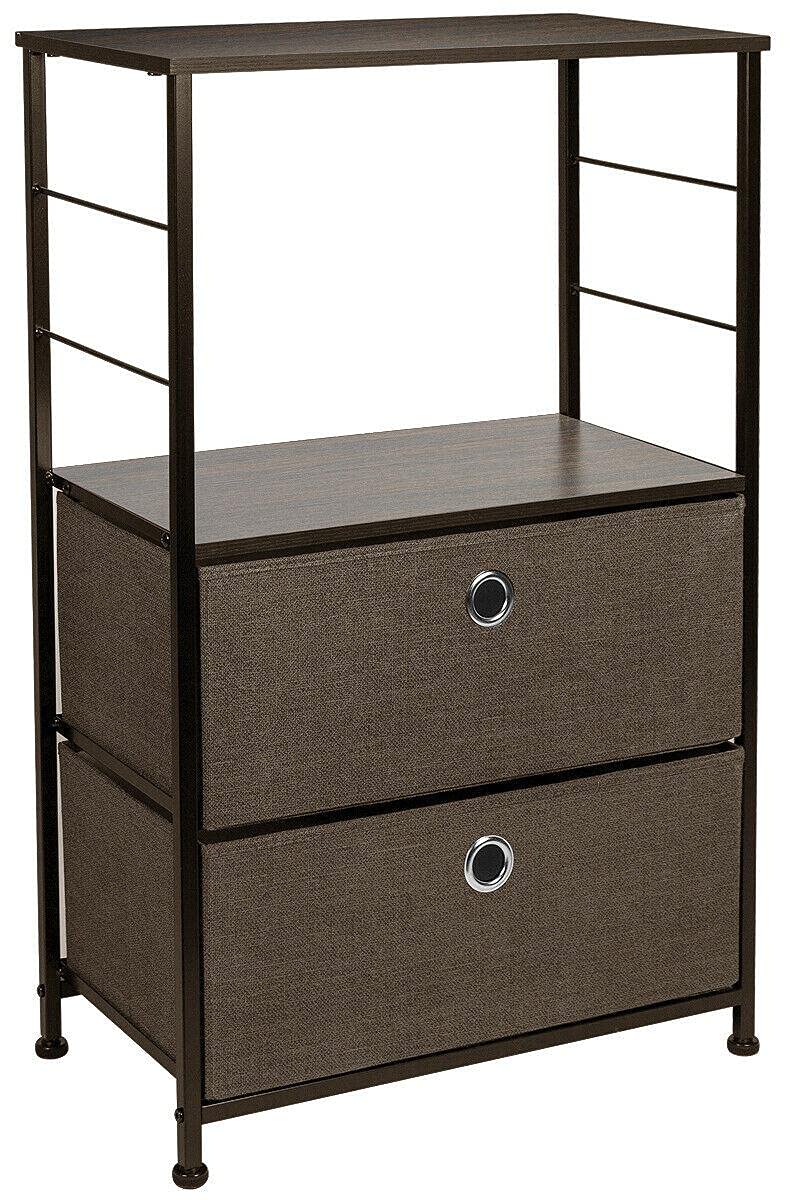2-Drawer Nightstand with Shelf Storage - Modern Bedside Table & Accent Chest for Bedroom, Office, or Living Room | Perfect for Organizing Books, Lamps, and Bedroom Essentials