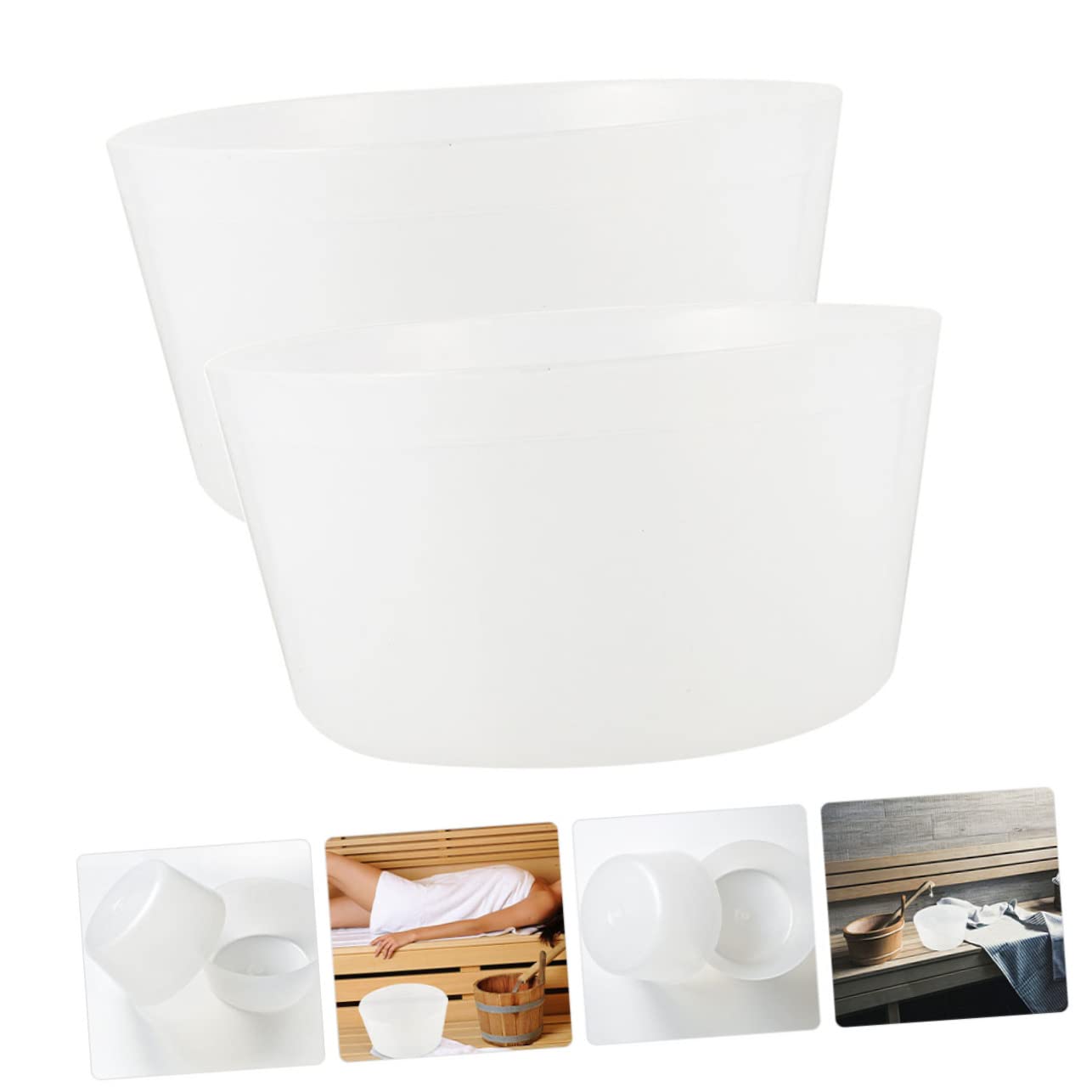 Yardwe 4-Pack Transparent Sauna Bucket Inserts - Plastic Foot Bath Accessories with Stand for Pedicure, Portable Bath Holder | Perfect for Spa, Salon & Home Relaxation