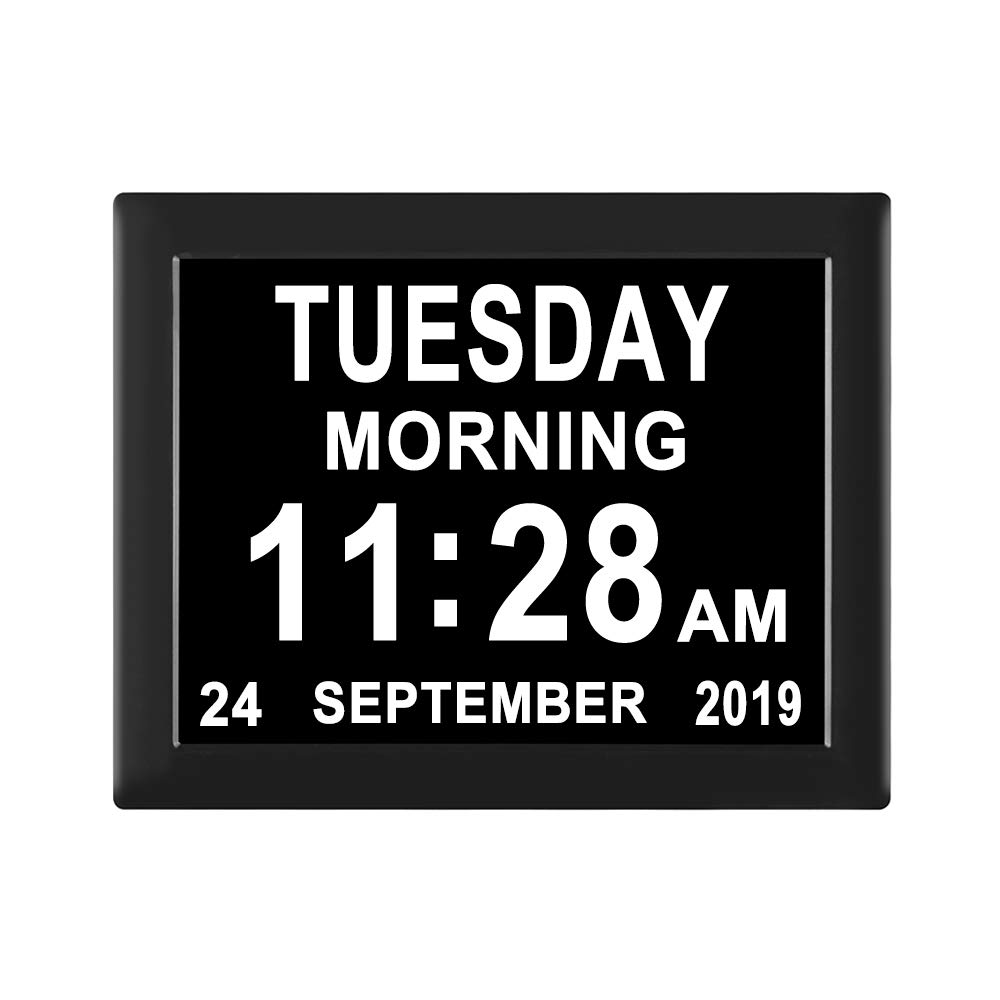 8 Alarm Options - Extra Large Digital Calendar Day Clock with Auto Dimmer & Battery Backup - Dementia Clock for Seniors & Visually Impaired - Perfect for Memory Care & Elderly Home Use