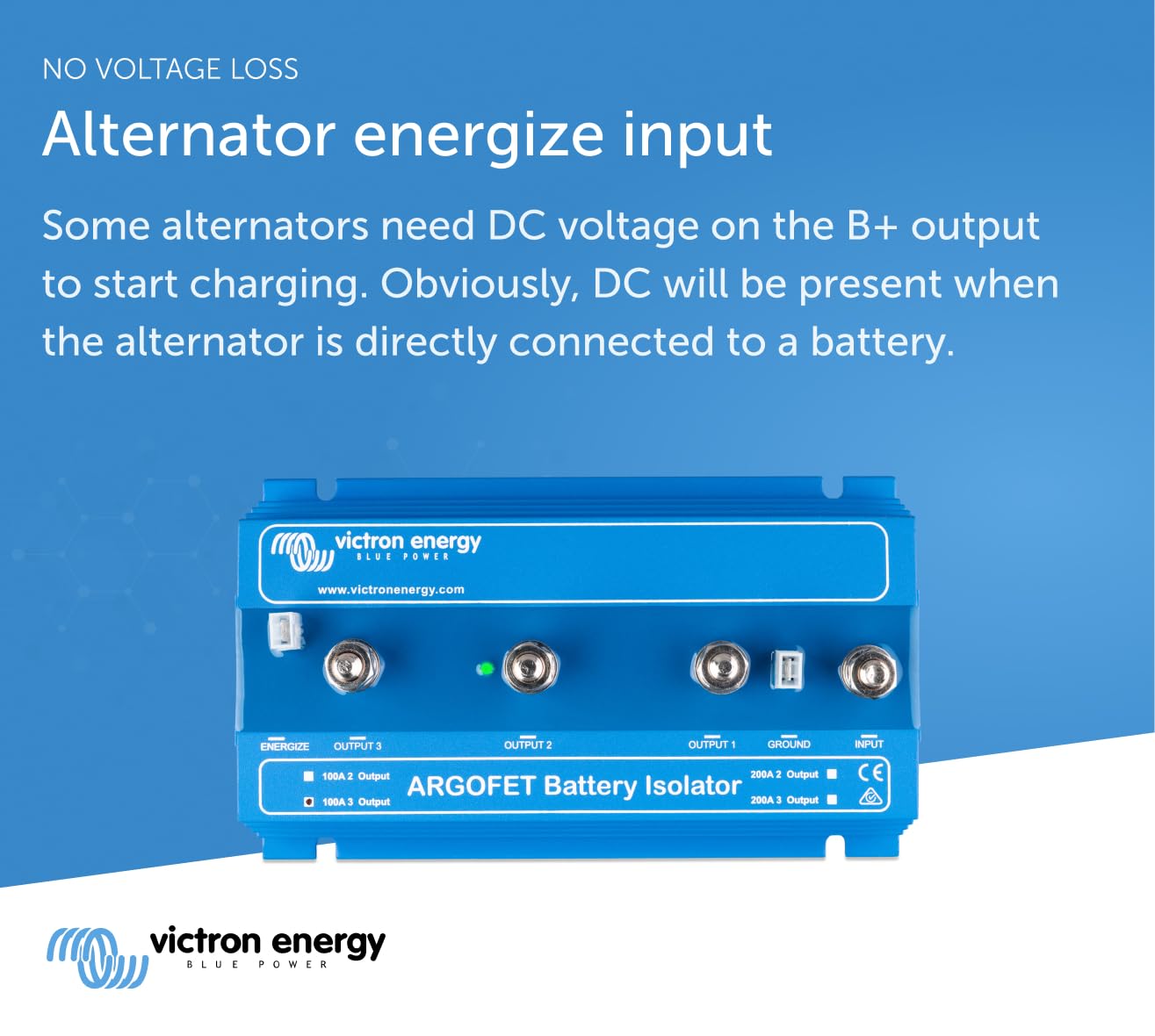 Victron Energy Argofet 100-3AC Battery Isolator - 100A 12V/24V for Marine, RV & Off-Grid Systems (3 Battery Banks) - Perfect for Boats, Campers & Solar Power Setups