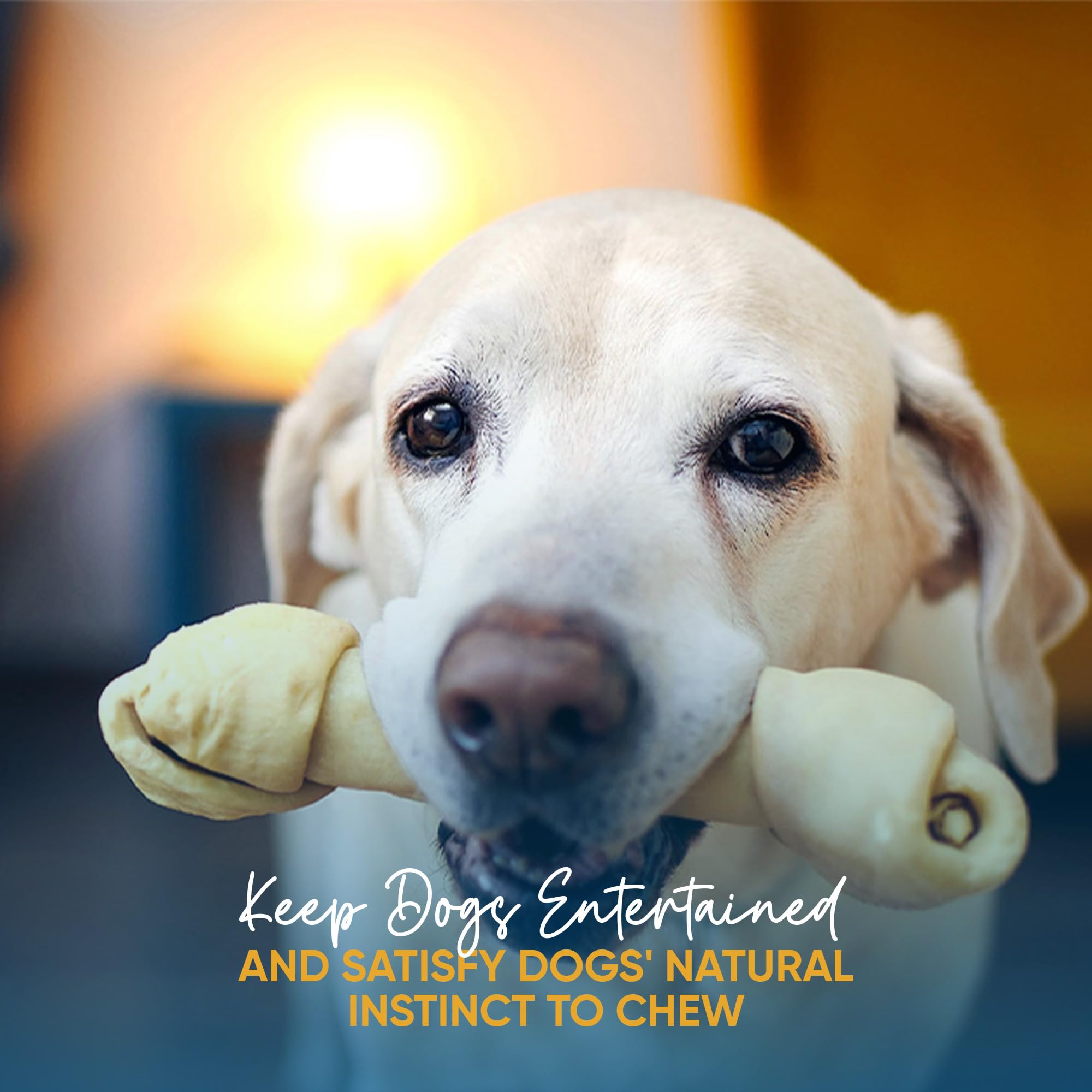 Premium Natural Rawhide Bones for Dogs 5-6 Inches | Long-Lasting Dog Chews Made from Free-Range, Grass-Fed Cattle | No Hormones, Additives or Chemicals | 25 Count | Perfect for Puppy Teething, Dental Health & Anxiety Relief