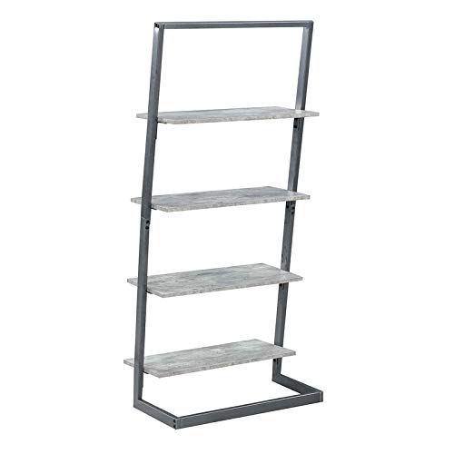 Pemberly Row 4-Tier Ladder Bookcase Shelf - Gray Wooden Storage Shelf for Living Room, Bedroom & Office