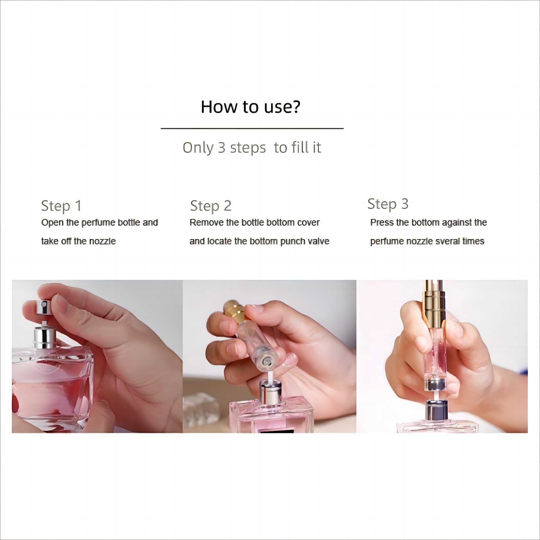 Refillable Travel Perfume Atomizer - 5ml Portable Perfume Spray Bottle for Men & Women, Easy Refill Pump for Fragrance On-The-Go - Perfect for Gym, Office, Travel & Daily Use (F901)