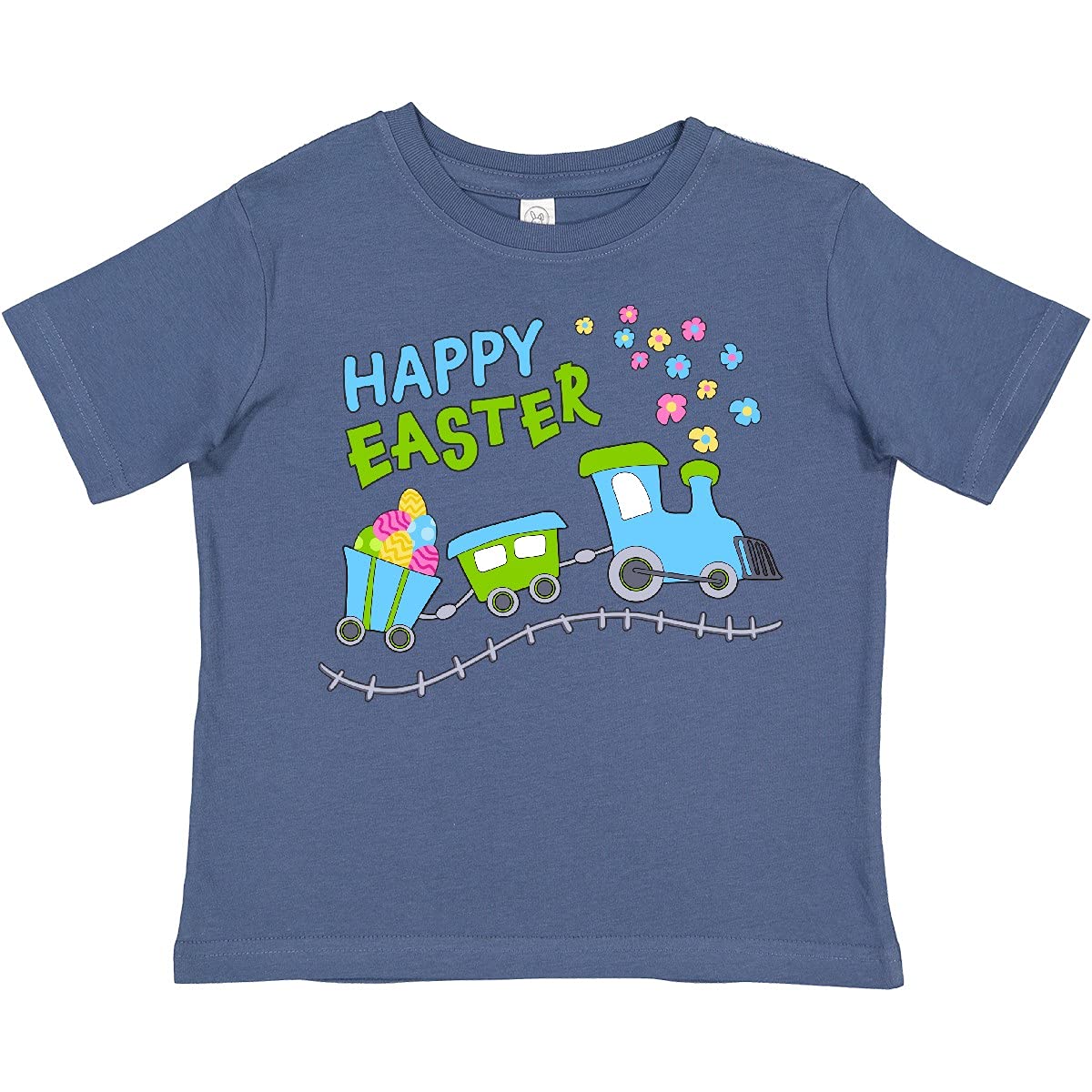 Inktastic Happy Easter Train Toddler T-Shirt - Cute Easter Outfit for Boys & Girls - Perfect for Easter Egg Hunts, Church, and Family Photos