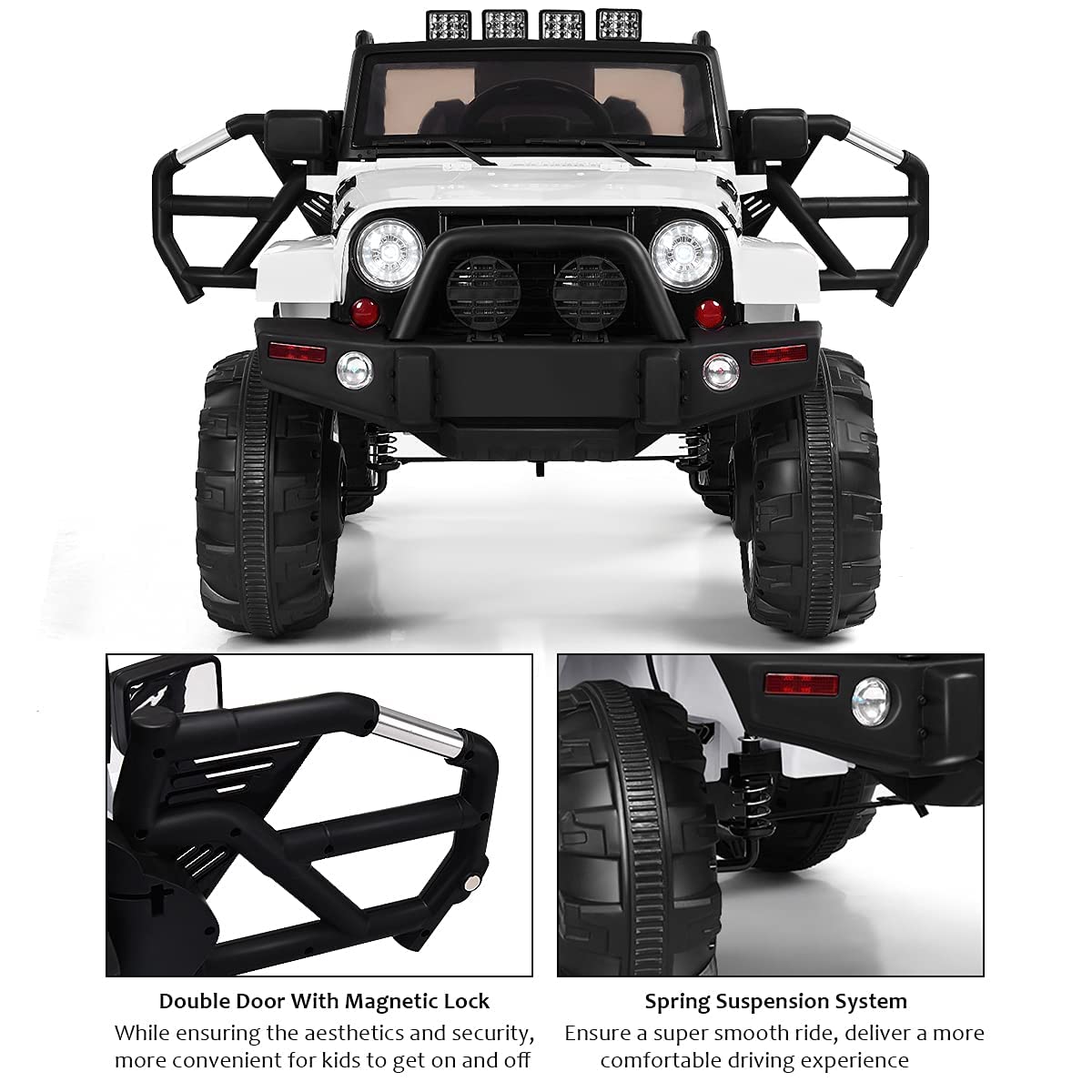 OLAKIDS 12V Battery Powered Kids Ride on Truck - Electric Toy Car with Parental Remote Control, Spring Suspension & LED Lights - Toddler Vehicle for Boys & Girls - Perfect for Birthday Gifts, Outdoor Play & Backyard Fun
