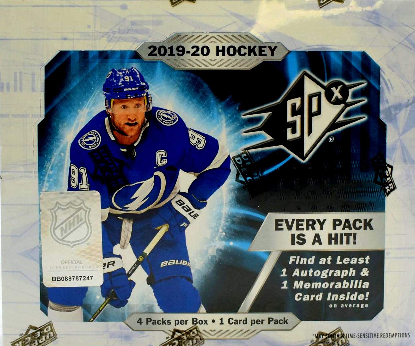 2019-2020 Upper Deck SPx NHL Hockey Trading Card Box - 4 Cards per Pack | Collectible Sports Cards for NHL Fans & Trading Card Enthusiasts