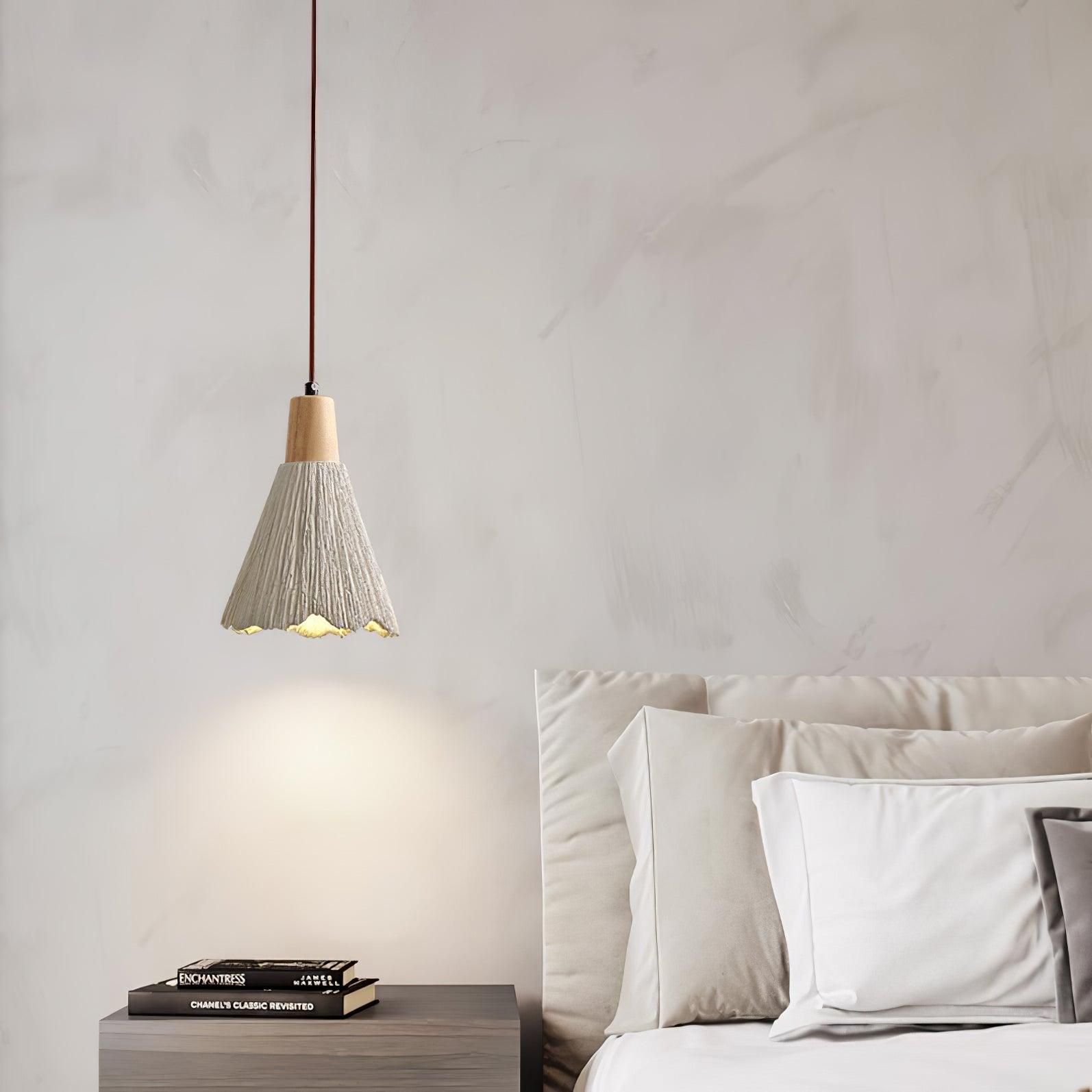 Modern Concrete Pleated Pendant Light - Industrial Style Hanging Lamp for Kitchen Island, Dining Room & Bedroom Lighting