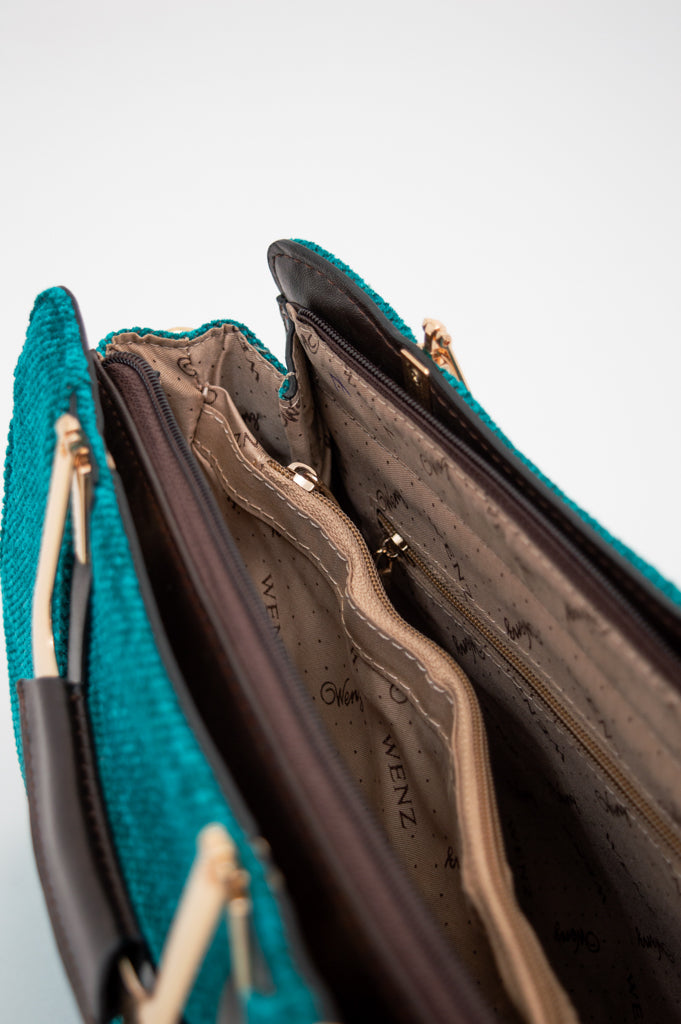 Cora Handbag 200 - Premium Turquoise Leather Crossbody Bag for Women | Fashionable Everyday Purse for Work, Travel & Date Night