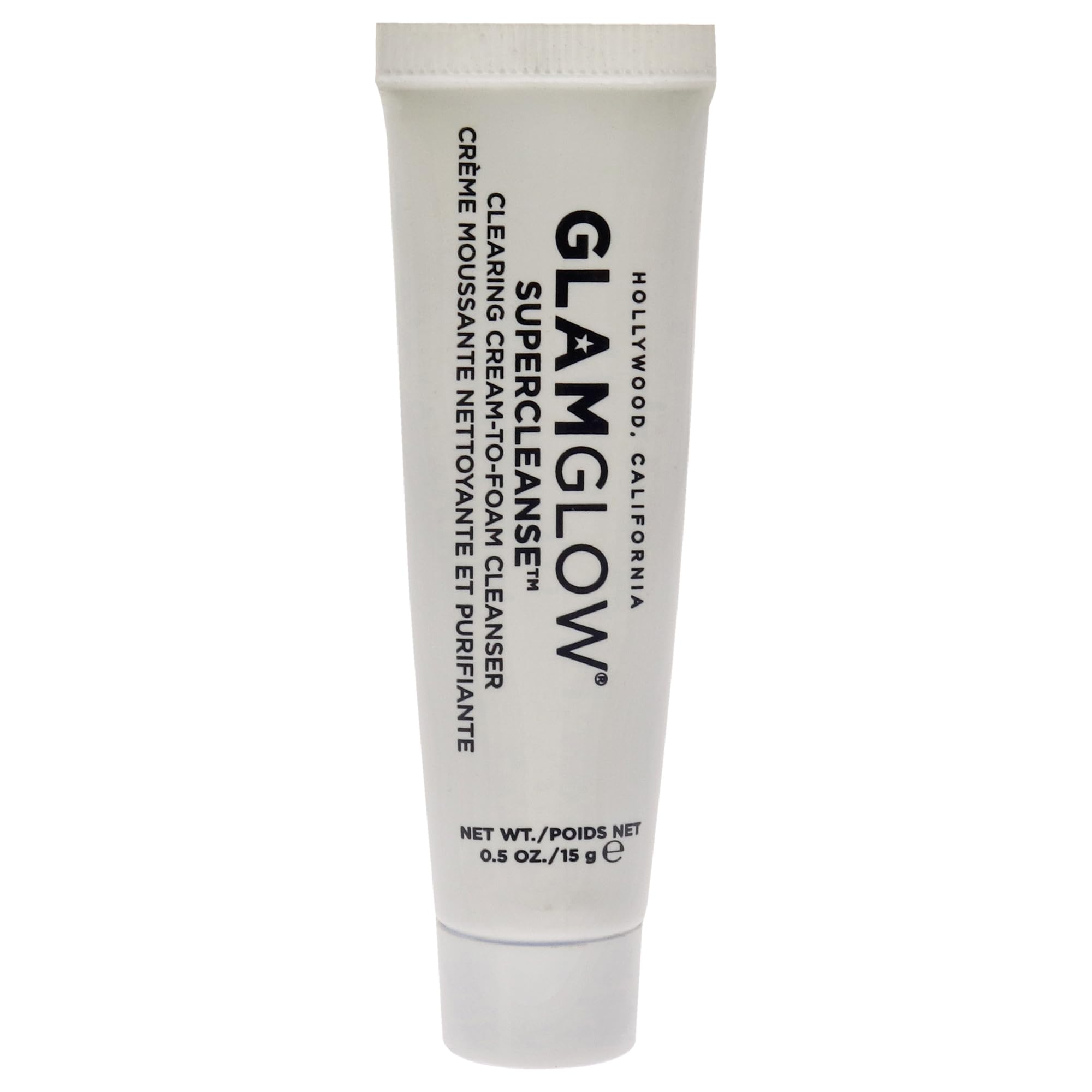 Glamglow Supercleanse Clearing Cream-to-Foam Cleanser | Deep Pore Face Treatment | Travel Size 15g | Includes Free Cosmetic Headband | Perfect for Skincare Routine & On-the-Go Travel