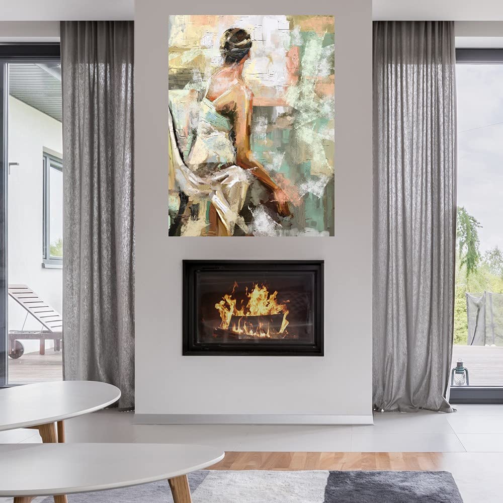 Intuition I Abstract Canvas Wall Art - 32x43 Inch Ready to Hang Painting for Living Room, Bedroom, Office Decor | Modern Home & Commercial Spaces