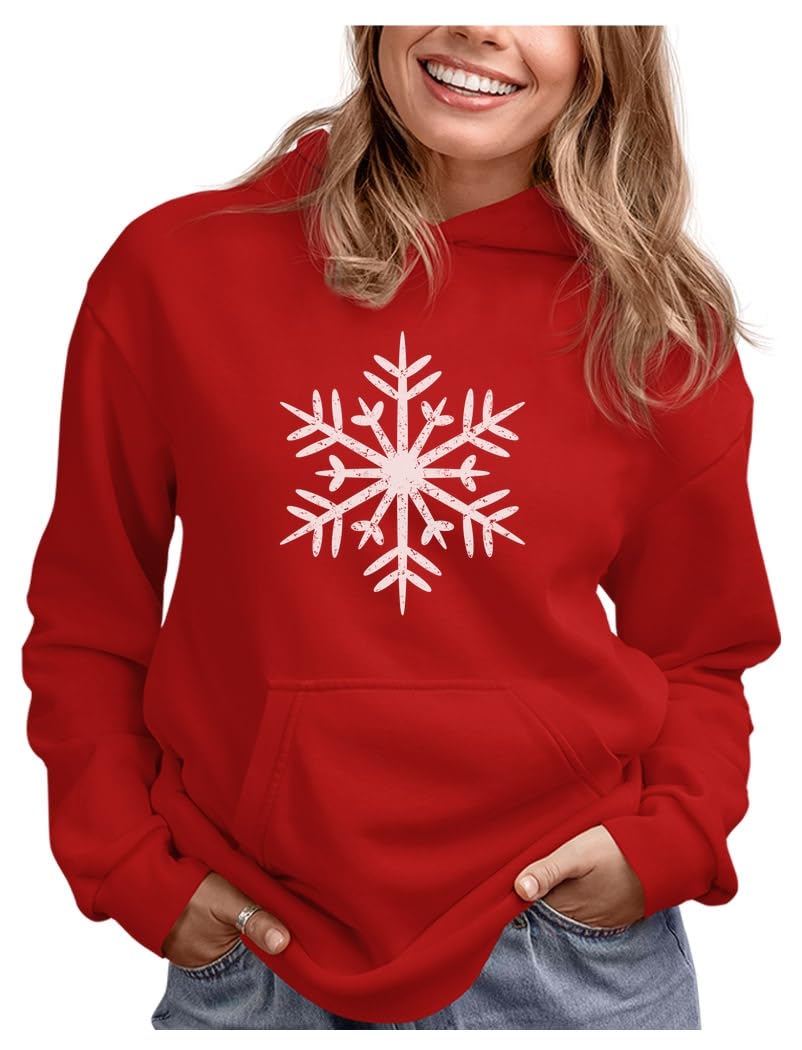 Women's Snowflake Christmas Hoodie - Cozy Holiday Sweatshirt for Winter