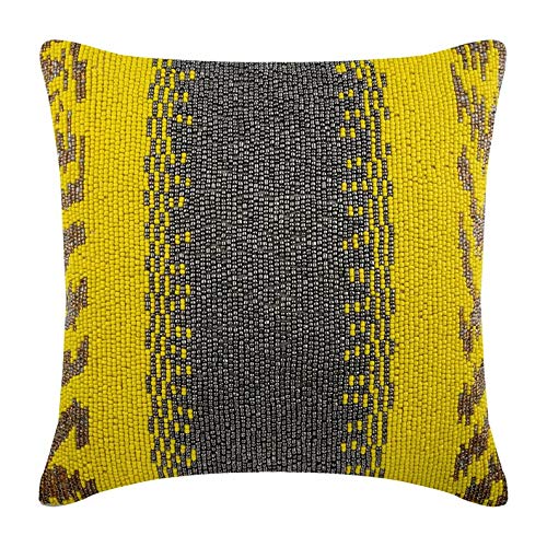 Premium 26x26 Inch Silk Euro Pillow Covers - Ombre Yellow Comet Design for Modern Home Decor | Luxury Bedding Accessories for Living Room, Bedroom & Sofa (65x65 cm)