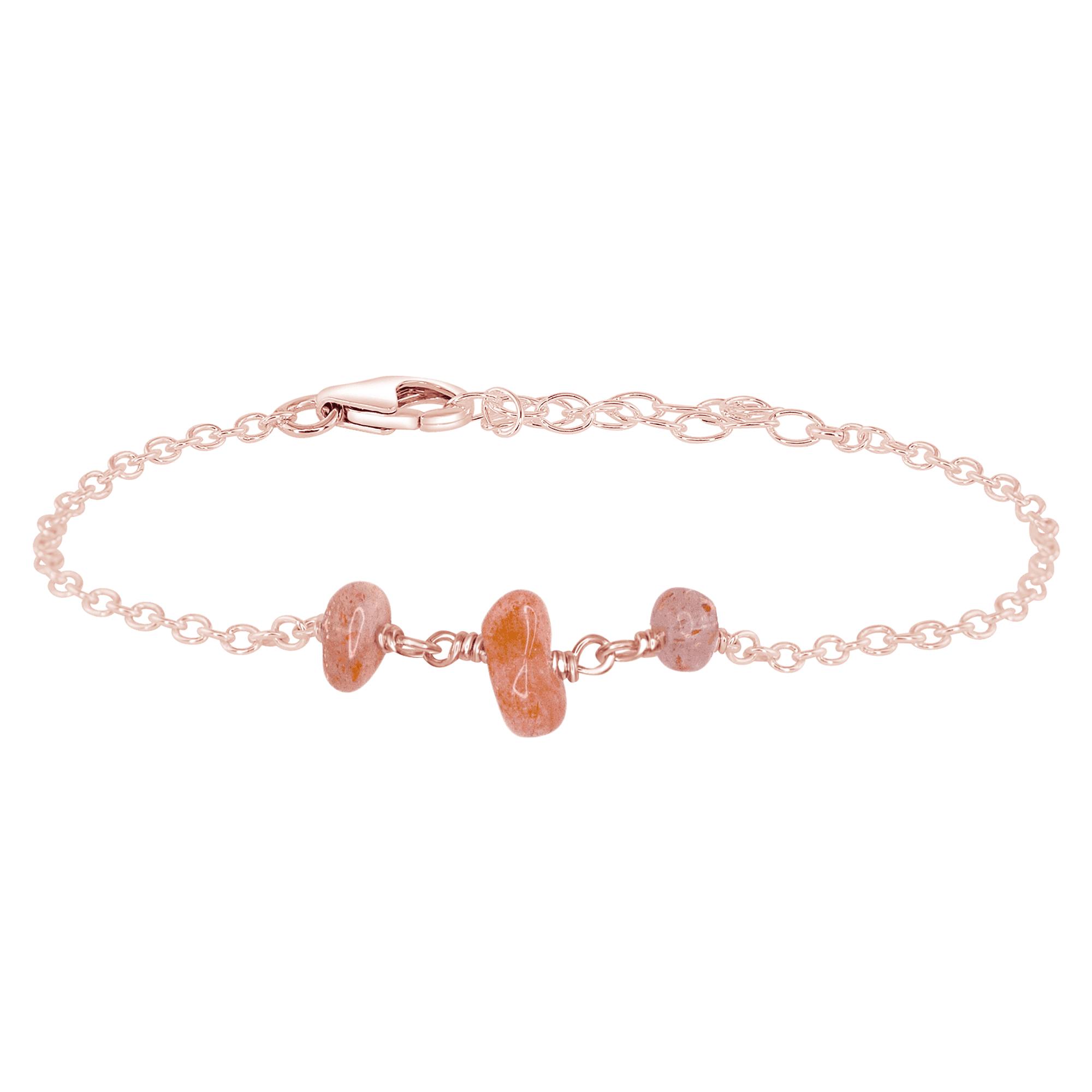 Sunstone Beaded Chain Bracelet for Women - Natural Gemstone Healing Jewelry for Energy Balance & Stress Relief - Perfect for Yoga, Meditation & Spiritual Wellness