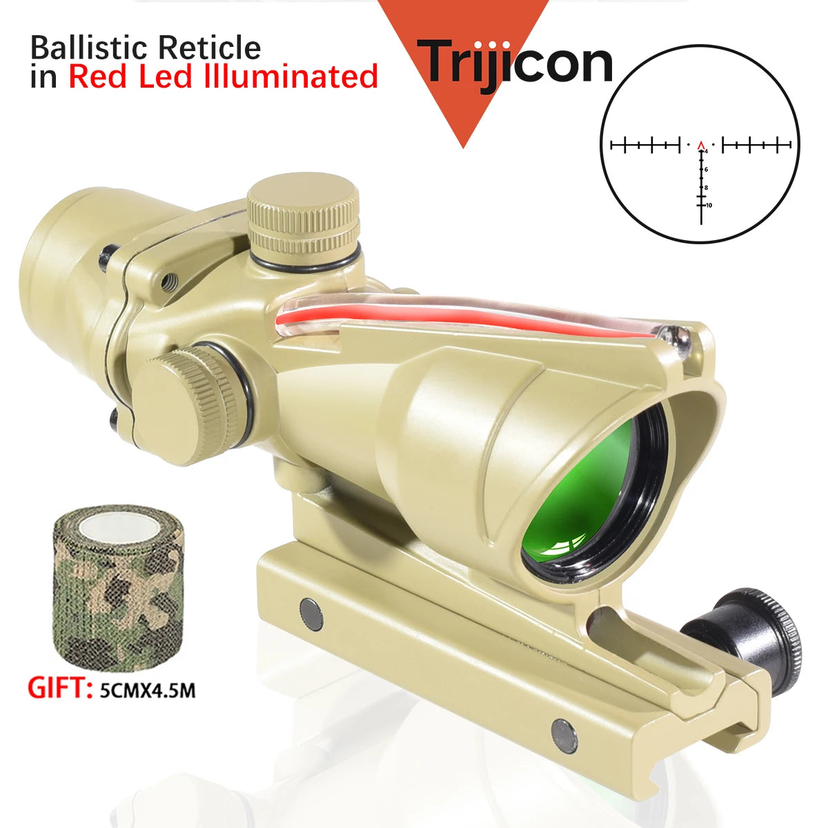 Trijicon ACOG 4X32 Rifle Scope with RMR - Fiber Optic Red/Green Dot Illumination, Etched Reticle - Perfect for Hunting, Tactical Shooting & Outdoor Adventures