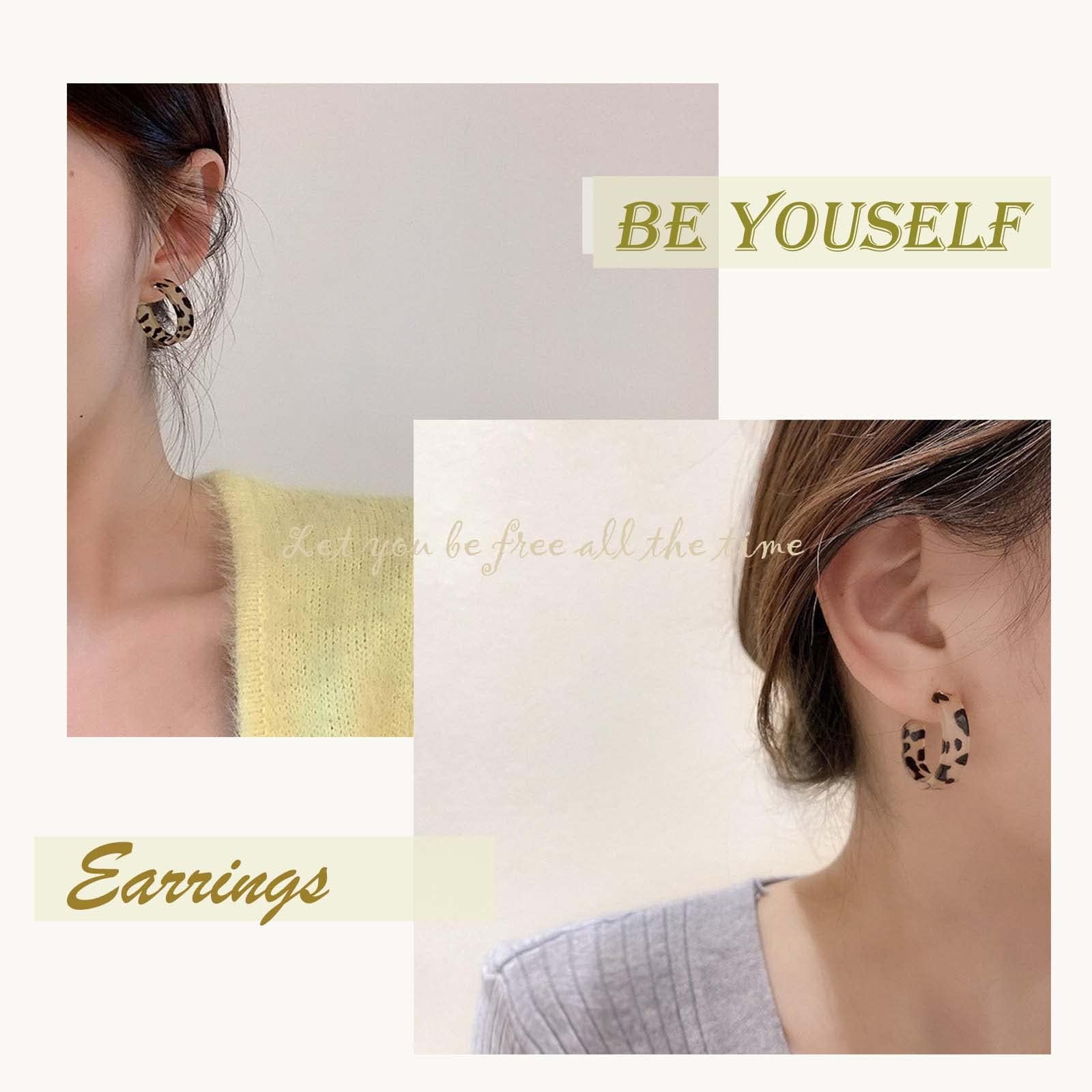 Yienate Leopard Print Hoop Drop Earrings - Lightweight Tortoiseshell Acrylic Geometric Circle Dangle Earrings for Women | Statement Jewelry for Prom, Party & Everyday Wear