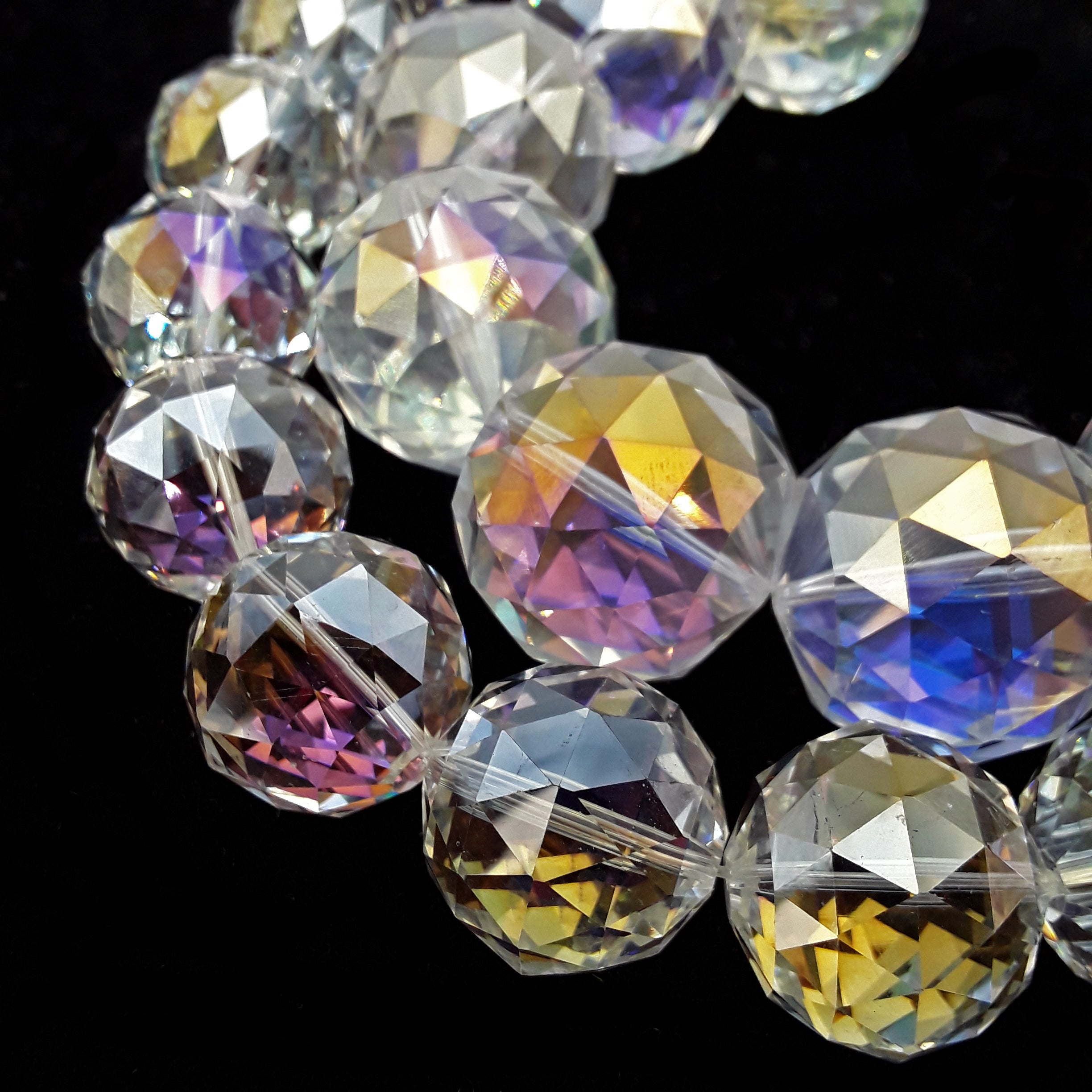 Clear AB Crystal Glass Faceted Balls - 24mm & 30mm Chandelier Beads for Sun Catchers, DIY Home Decor, Wedding Centerpieces & Window Hangings