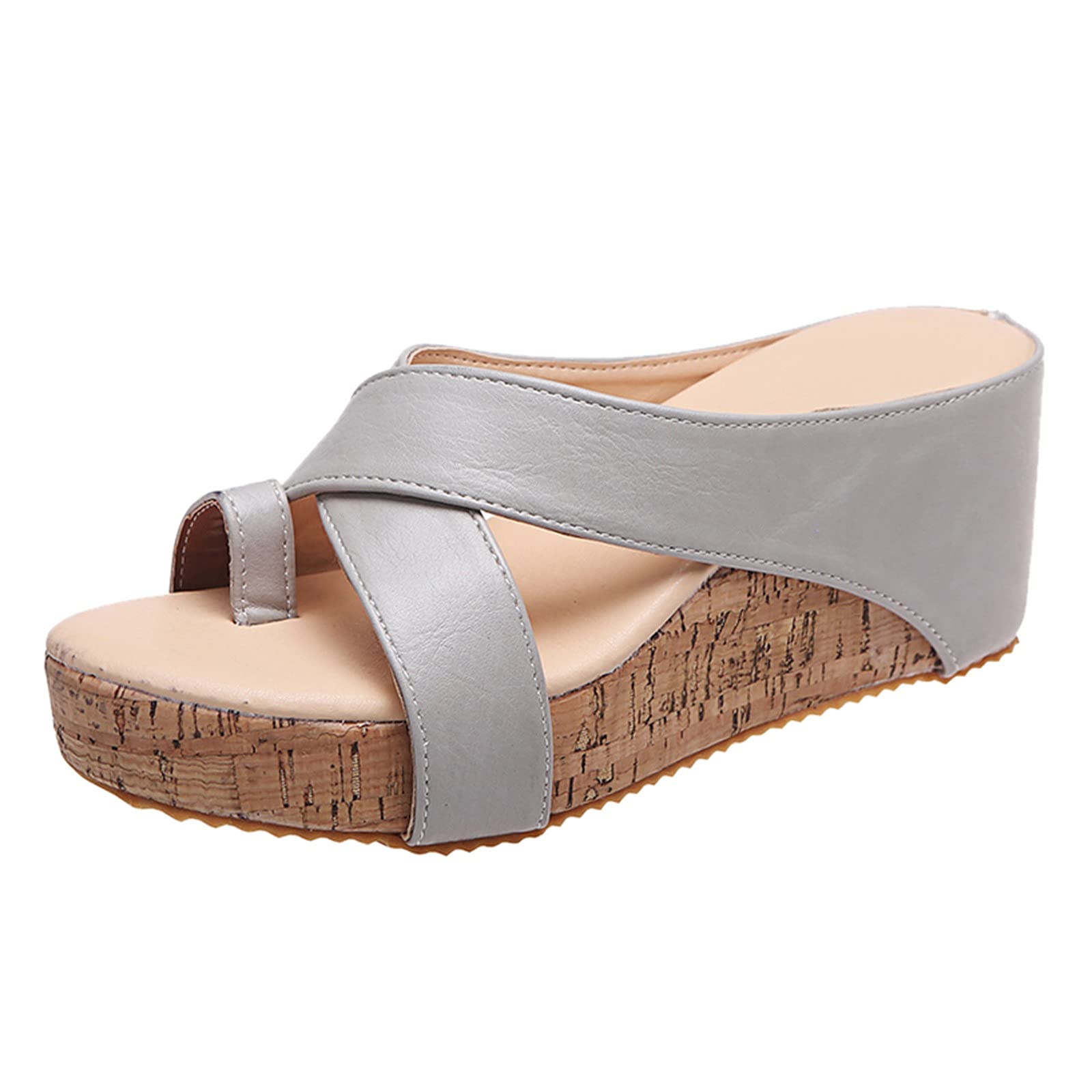 Women's Chunky Platform Wedge Sandals - Comfortable Bunion Corrector Toe Ring Clog Sandals for Casual Walking & Beach | Summer Outdoor, Vacation, Fashion Footwear