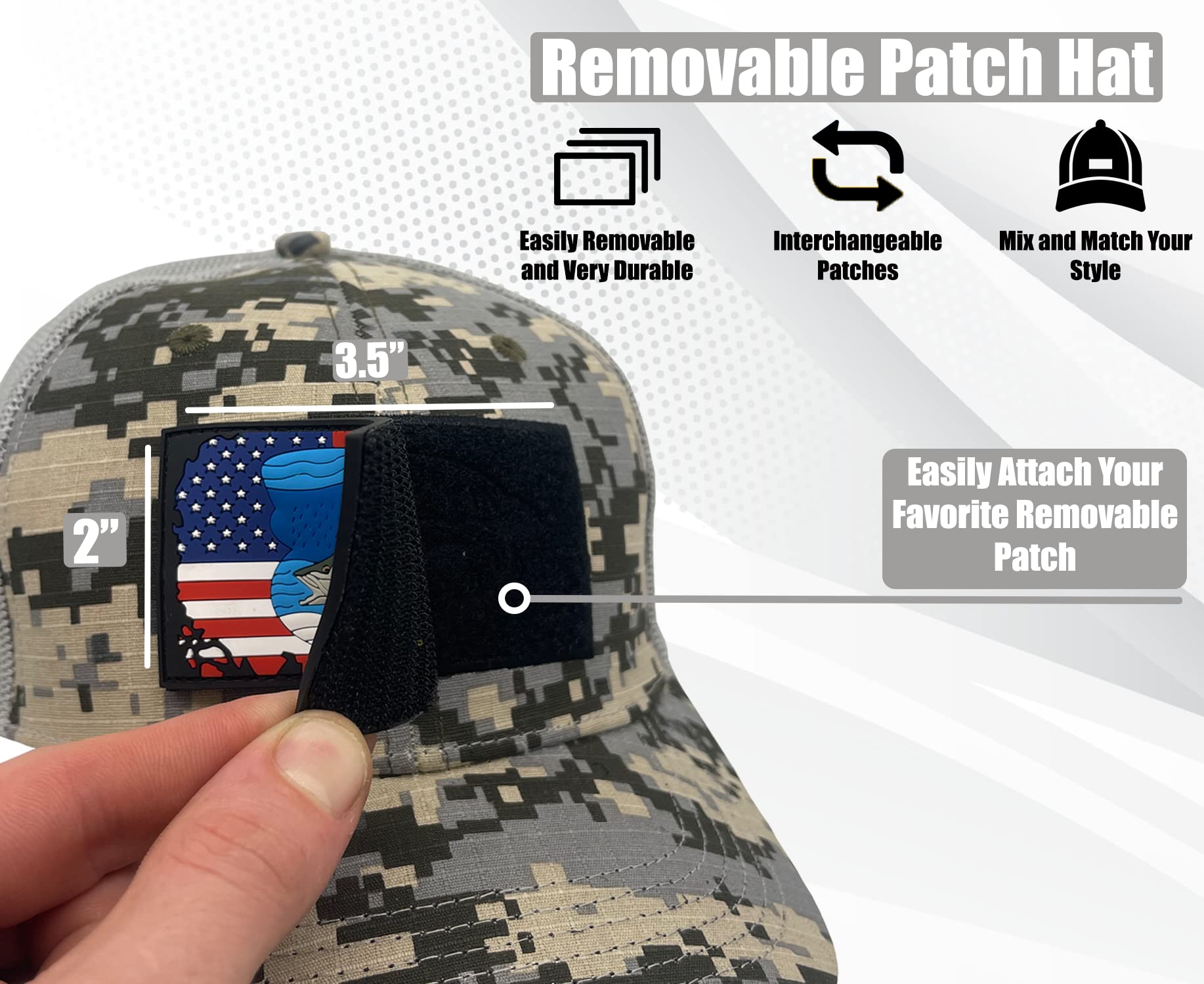 High Performance Fishing Trucker Hat for Men - Interchangeable Patches, Breathable Mesh Back, UV Protection - Perfect for Outdoor Fishing, Boating, and Summer Adventures