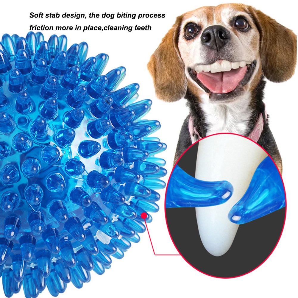 3 Pack Squeaky Chew Balls for Dogs & Cats - Soft Dental Cleaning Chew Toys with High Bounce for Puppies, Small Medium Large Pets - Great for Playtime, Teething Relief & Interactive Training