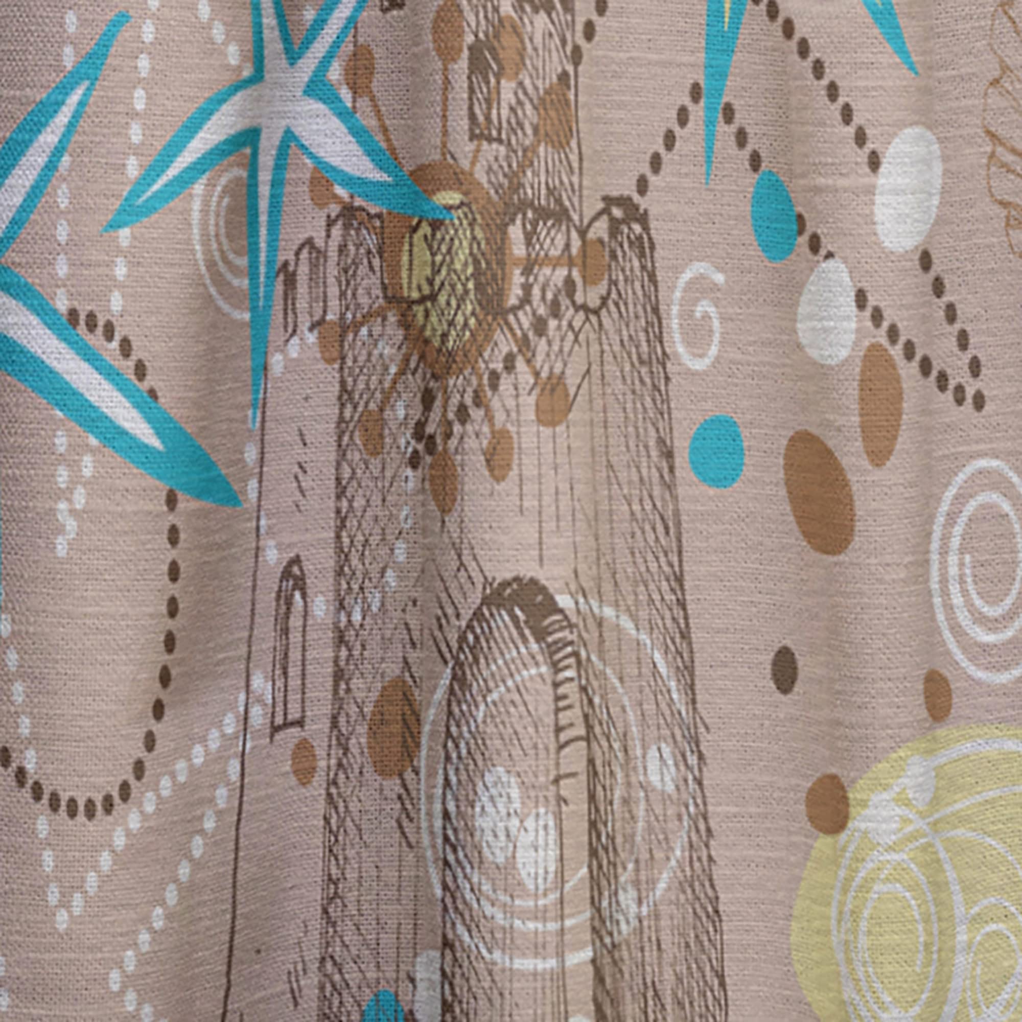 DesignQ Thermal Insulated Beach Themed Curtains with Shells & Sea Stars - Single Panel 52x108 - Perfect for Bedroom & Living Room - Create Coastal Vibes & Energy Efficiency