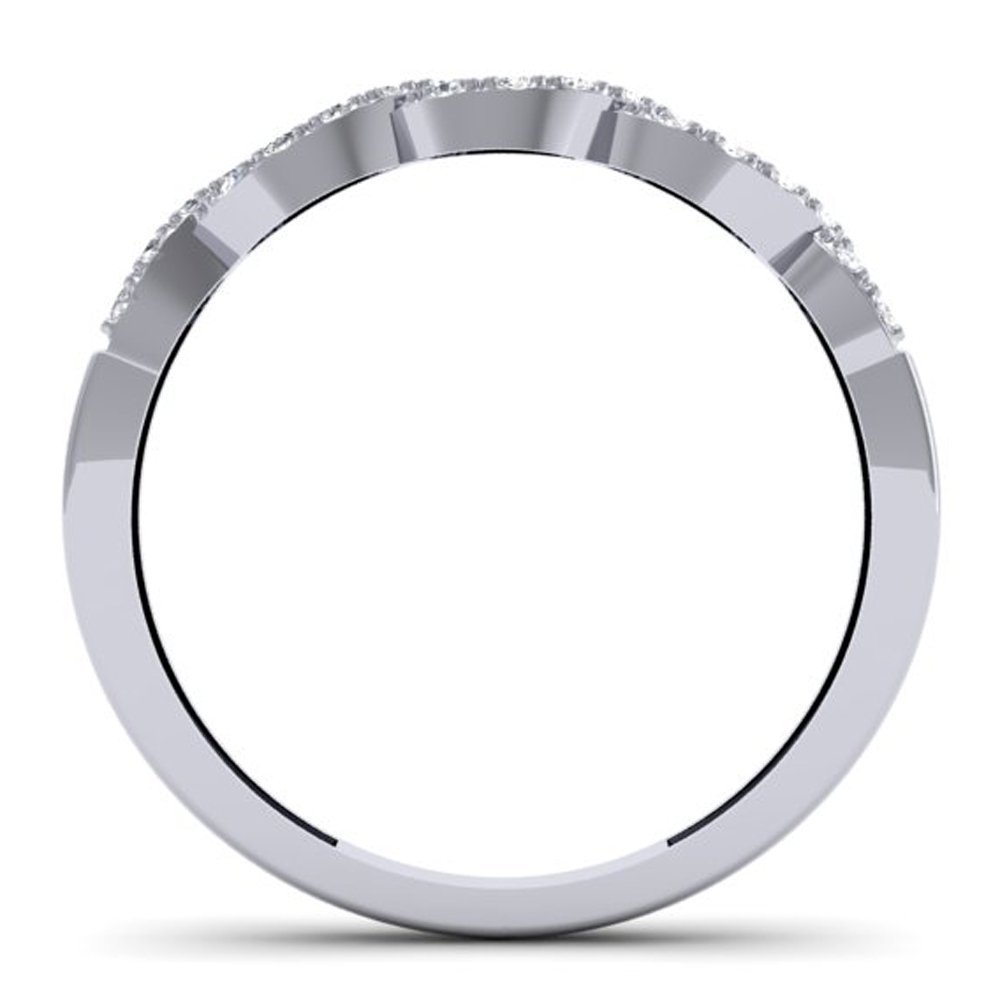 Dazzlingrock 14K White Gold 0.2 Carat Diamond Women's Wedding Band - Stackable Swirl Bridal Ring for Engagement, Anniversary & Special Occasions