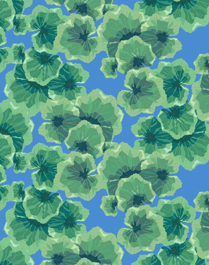 Nathan Turner Cerulean Geranium Leaves Wallpaper - Botanical Peel & Stick Removable Wallpaper for Living Room, Bedroom, or Nursery Decor