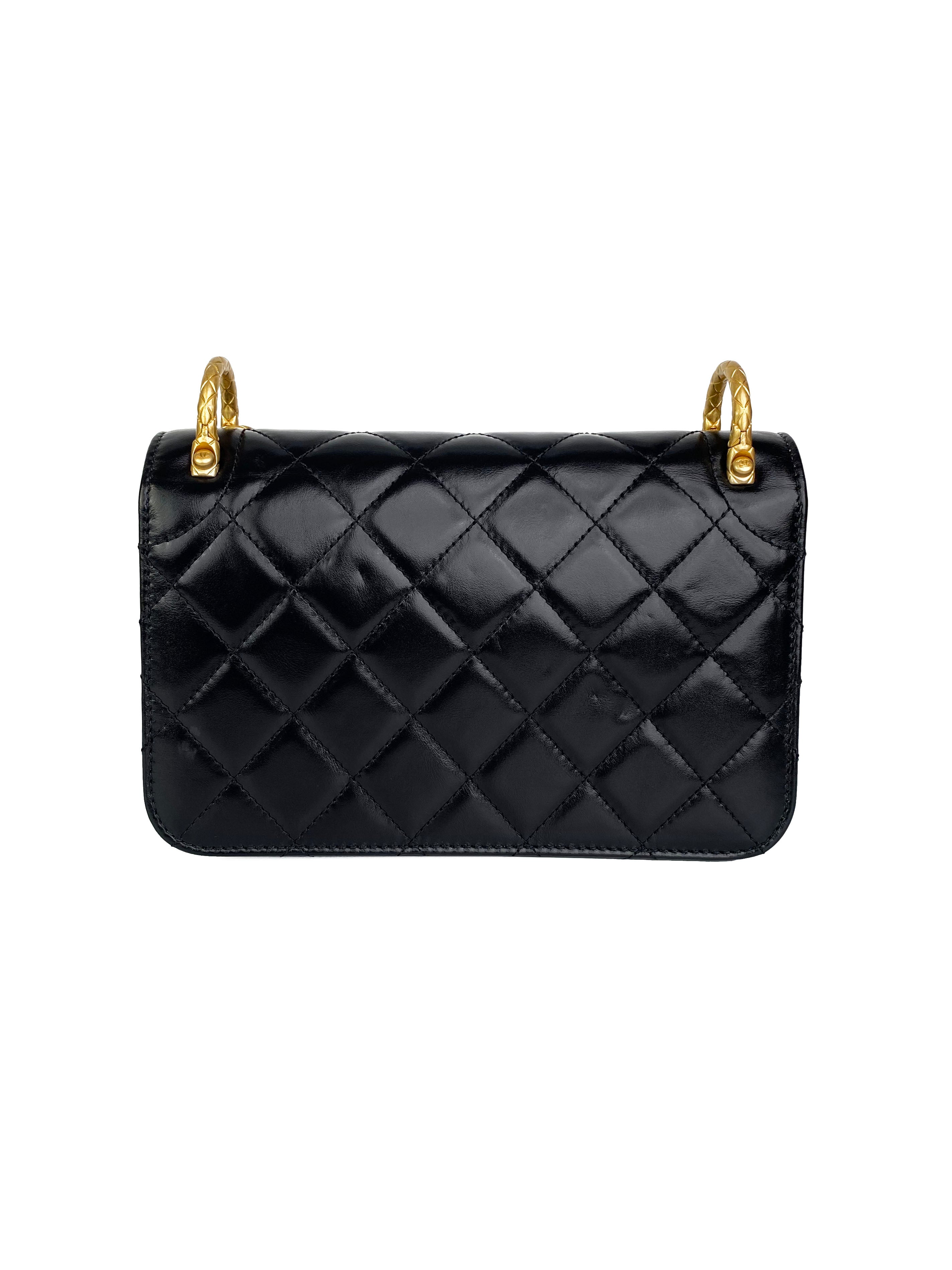 Chanel Small Black Square Flap Bag with Gold Handles - Luxury Designer Crossbody Purse for Women | Perfect for Evening Parties, Date Nights & Special Occasions