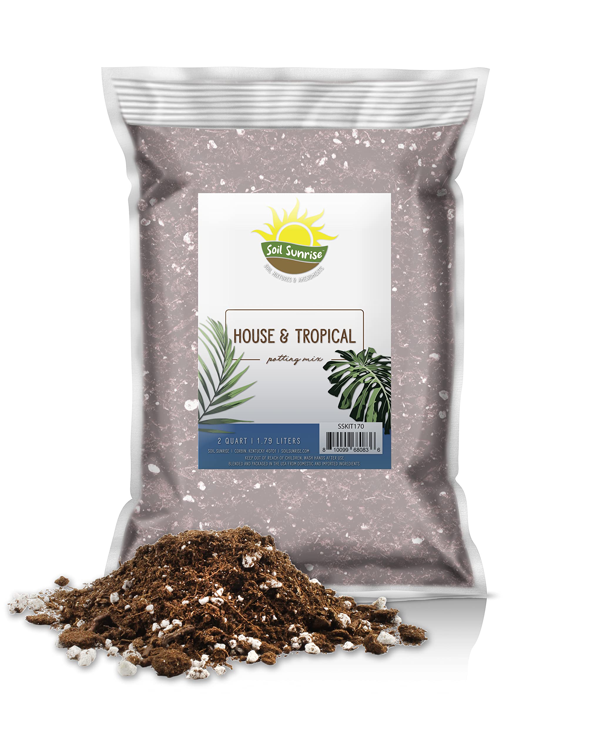Premium Tropical House Plant Potting Soil Mix - 2 Quarts | Nutrient-Rich Blend for All Indoor Plants | Perfect for Monstera, Pothos & Philodendron | Ideal for Home, Office & Garden Decor