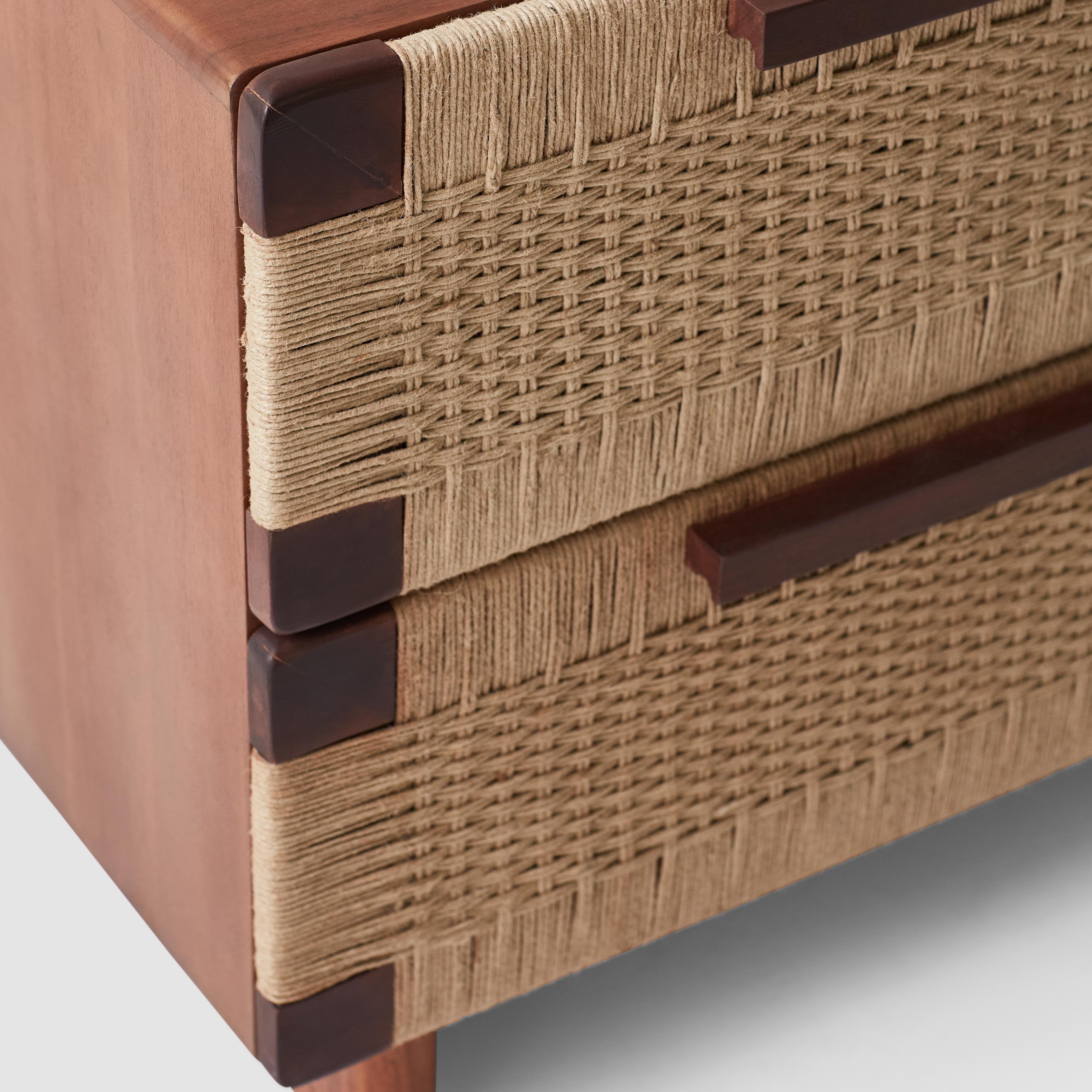 Modern Woven Nightstand with Storage Shelf - Handcrafted Rattan Bedside Table for Bedroom, Living Room & Dorm - Stylish Small End Table with Open Shelf Design