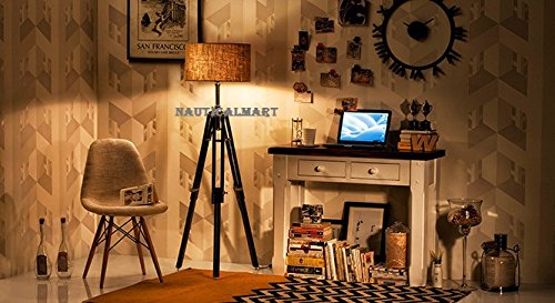 NauticalMart Designer Chrome Finish Tripod Floor Lamp - Modern Adjustable Standing Light for Living Room, Bedroom & Office Decor