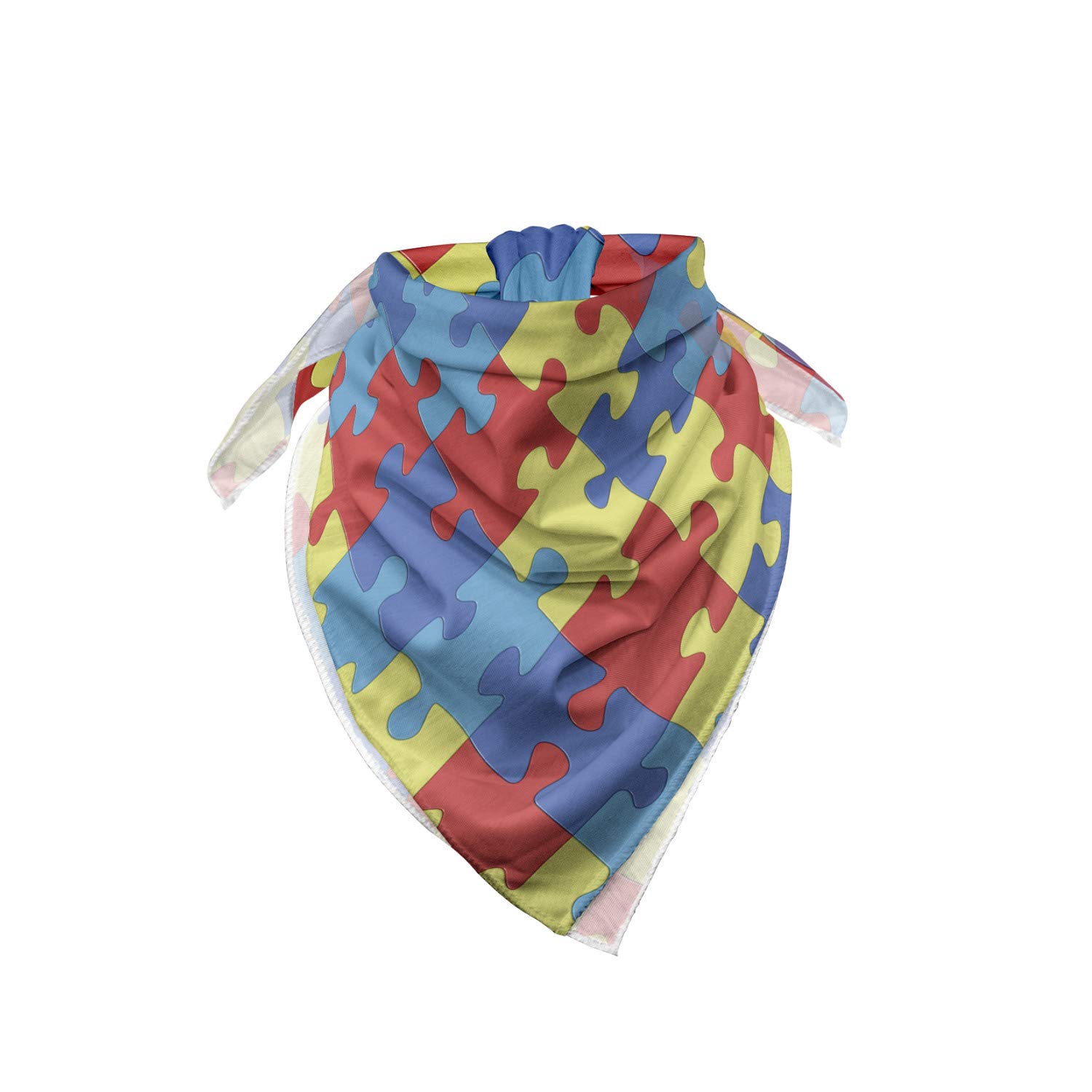Ambesonne Autism Awareness Unisex Bandana - Colorful Puzzle & Games Design - Soft & Breathable for Daily Wear, Outdoor Activities & Autism Support