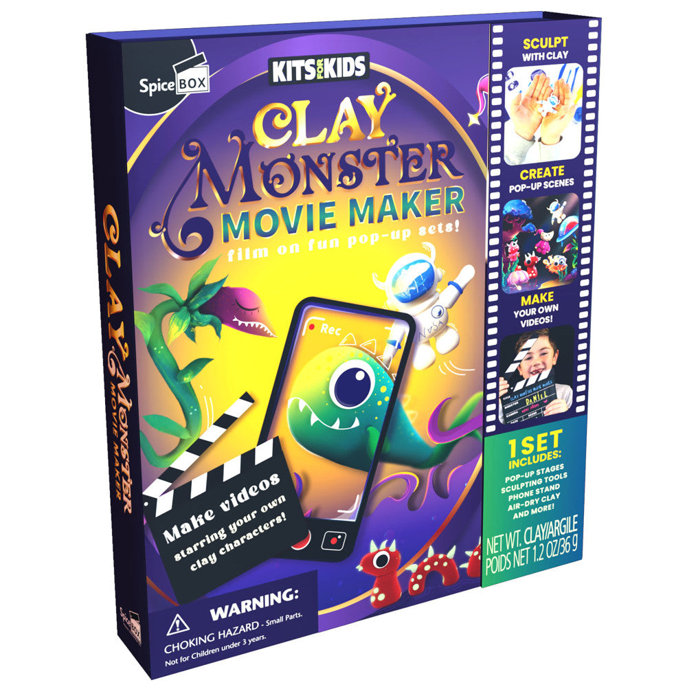 Clay Monster Movie Magic Set - DIY Filmmaking Kit for Kids Ages 8+ | Create Stop Motion Animation Films at Home | Perfect for Birthday Gifts & STEM Learning Activities
