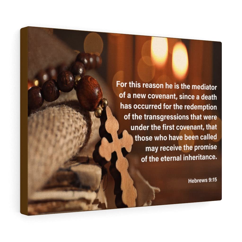 Hebrews 9:15 Christian Wall Art - Bible Verse Print Ready to Hang - Inspirational Scripture Home Decor for Living Room, Bedroom & Church - Perfect Christian Gift for Weddings, Baptisms & Housewarmings