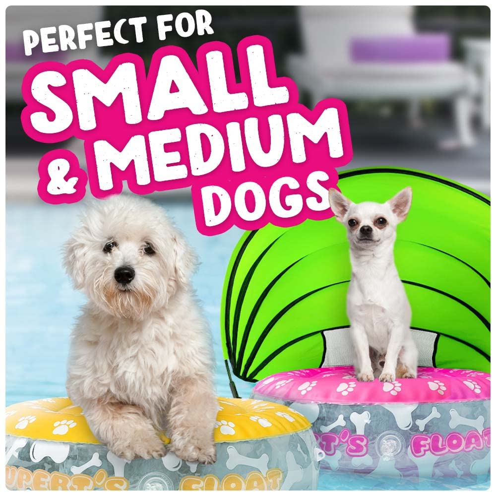 Rupert’s Inflatable Dog Pool Float for Small to Medium Dogs - Canopy Pet Lounger with Shade, Water Raft & Stay Dry Design - Perfect for Pool, Beach, Lakes & Summer Fun (Puppy Floats & Pet Accessories)