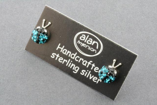 Turquoise Crystal Ladybug Stud Earrings - Elegant Bohemian Jewelry for Women, Perfect for Parties, Weddings & Everyday Wear